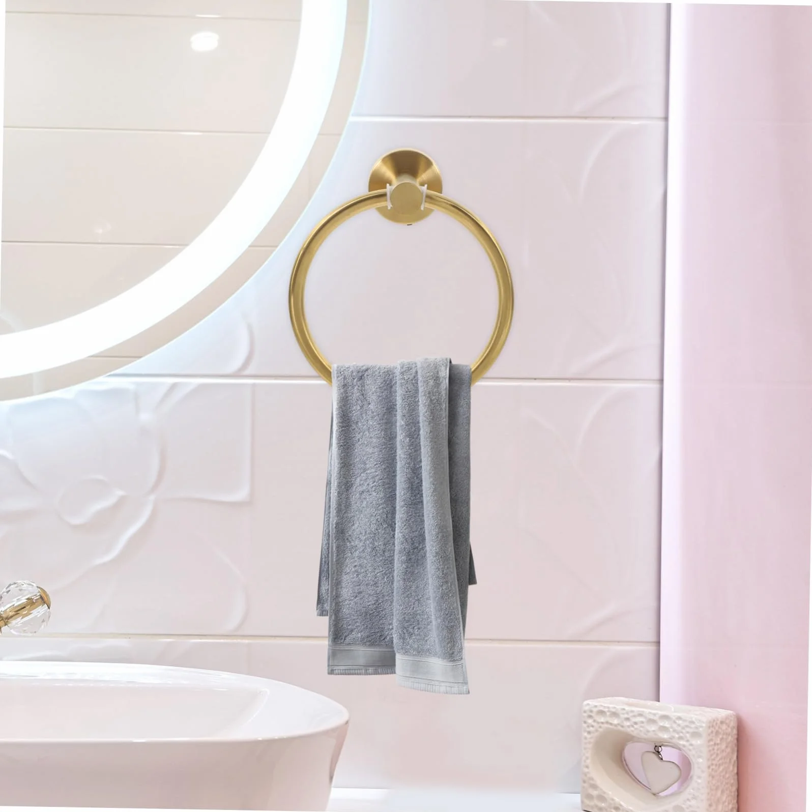 Anneau De Serviette Acier Inoxydable Brossé Or Porte-Serviette Murale Moderne pour Salle De Bain Et Cuisine