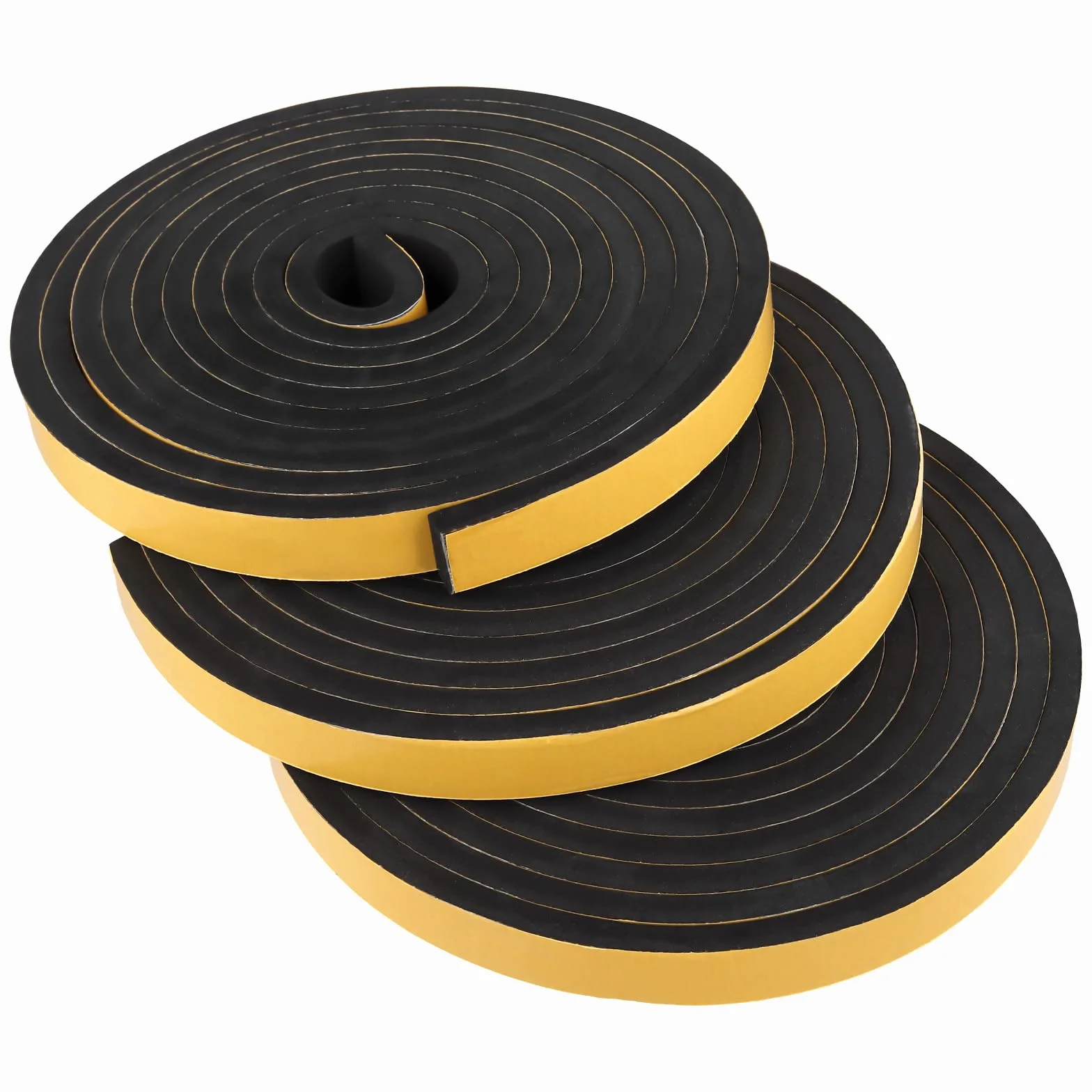 Lot de 3 bandes d'étanchéité autocollantes en caoutchouc mousse 25 mm x 10 mm x 5 m Noir pour porte fenêtre