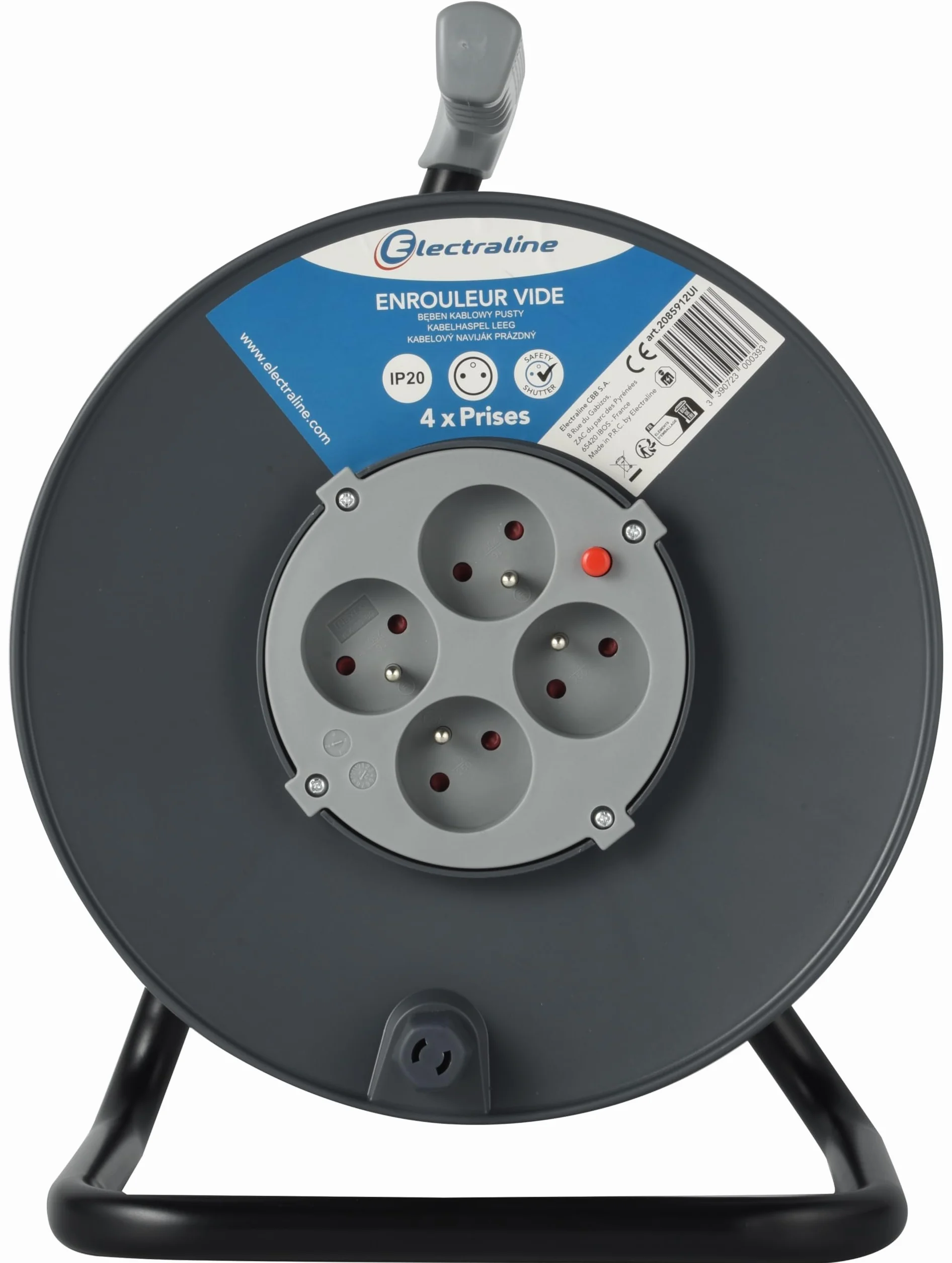 Electraline Enrouleur Bricolage VIDE 50m Noir