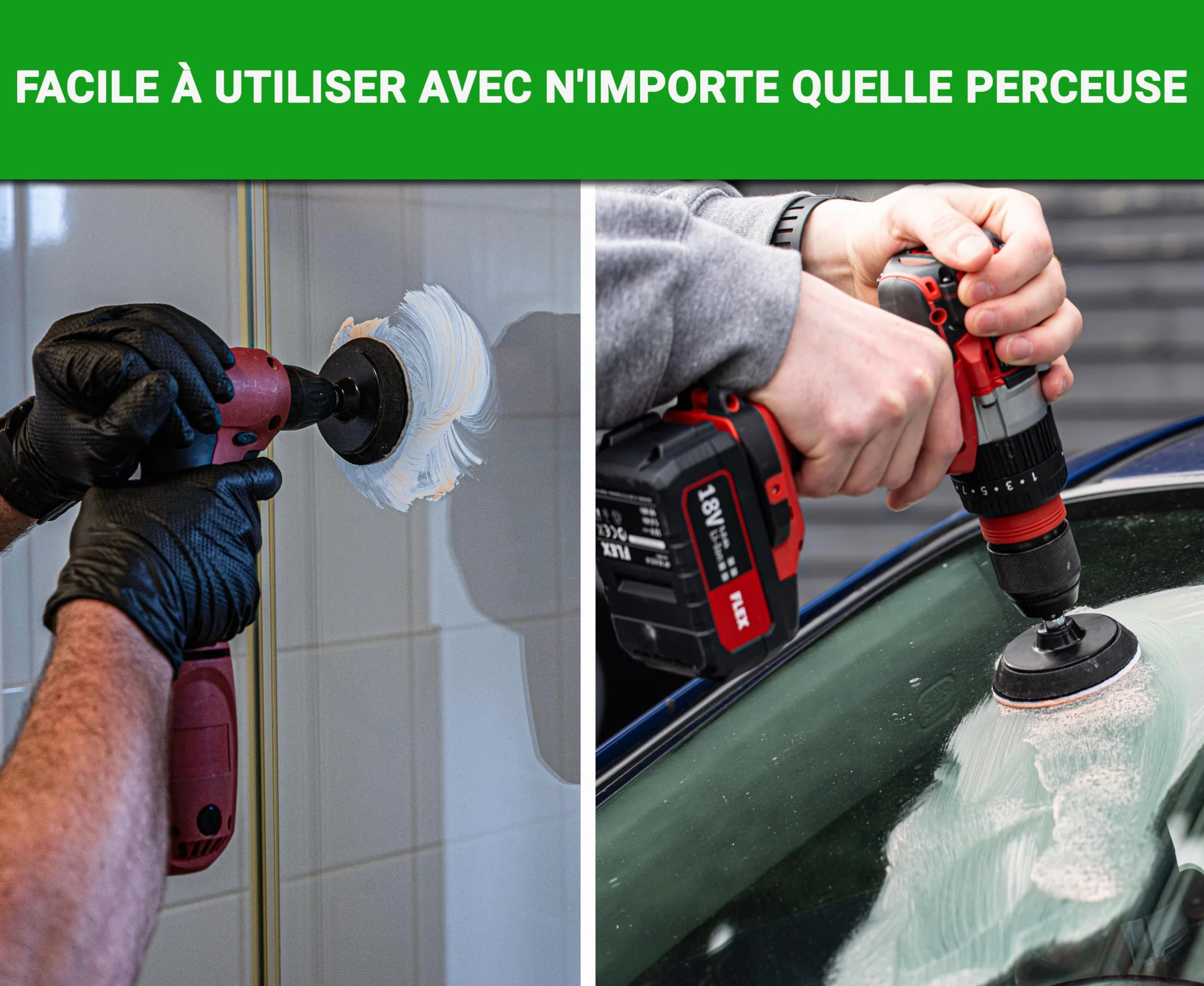 Kit de Polissage pour Verre 75 mm pour Perceuse Électrique - Élimine Rayures et Restaure Brillance