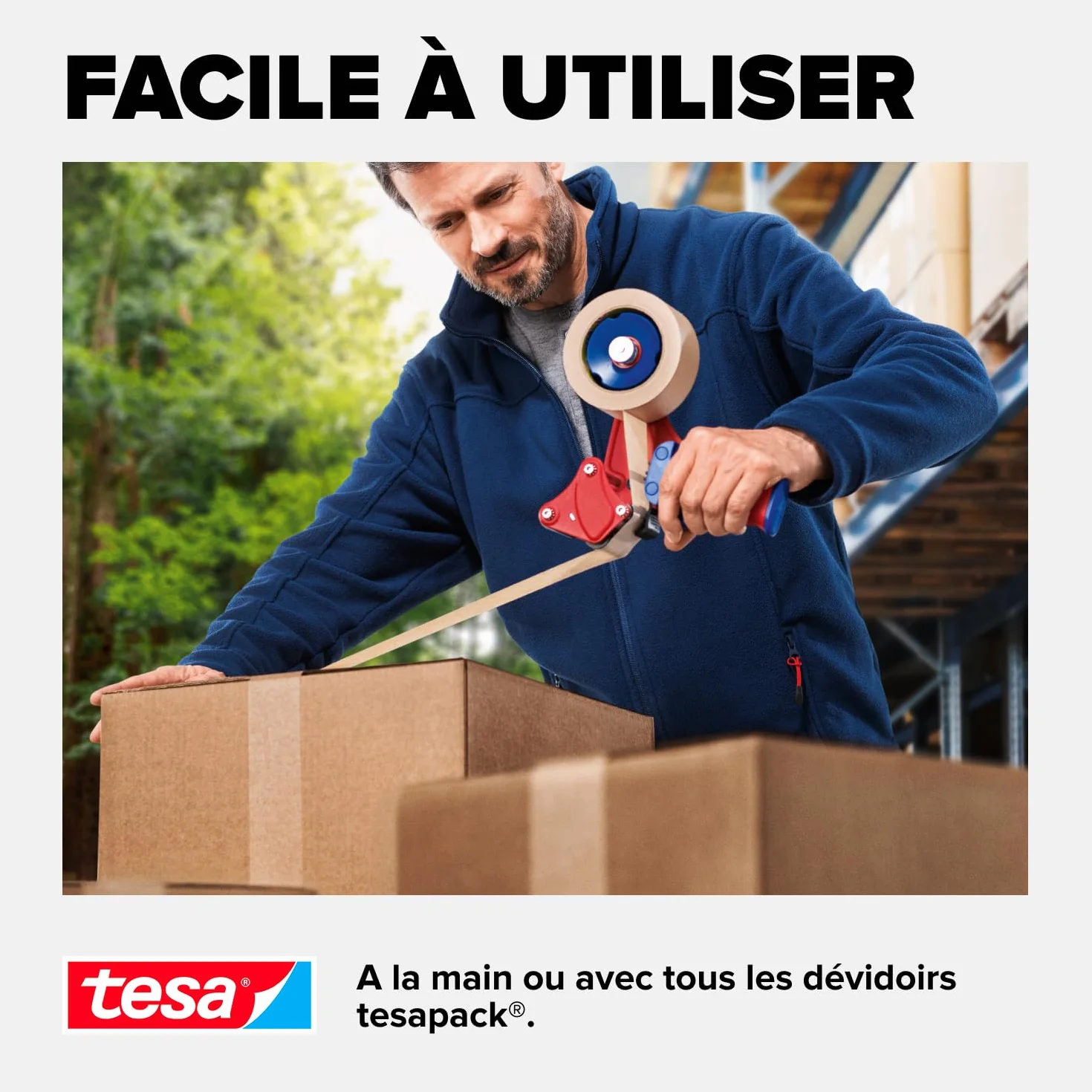 Tesa tesapack STANDARD PAPER Ruban d’emballage en papier Marron 3 rouleaux 50 m x 50 mm