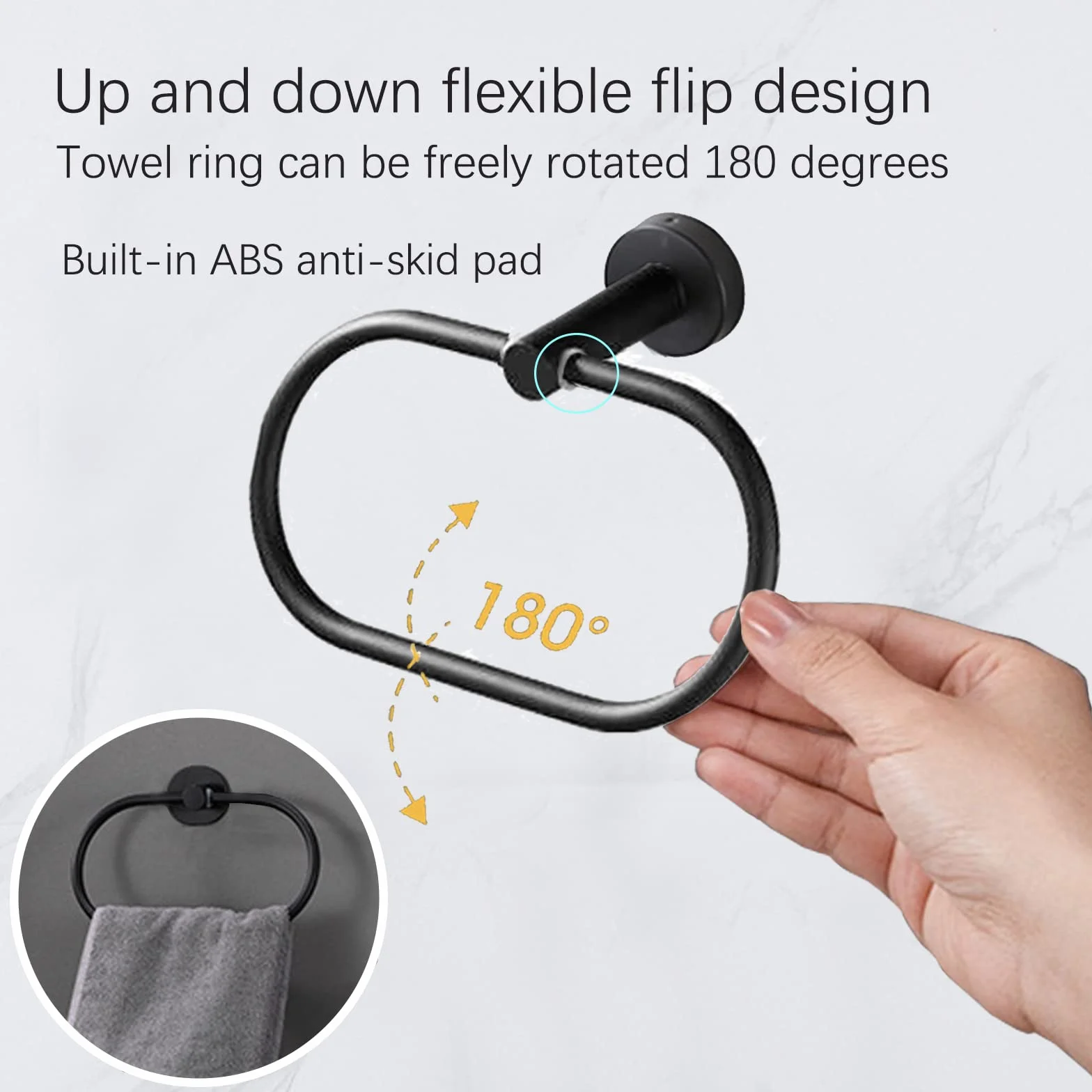 Accessoires de Salle de Bain Acier Inoxydable 8 pièces Noir Porte-Serviettes Porte-Papier hygiénique