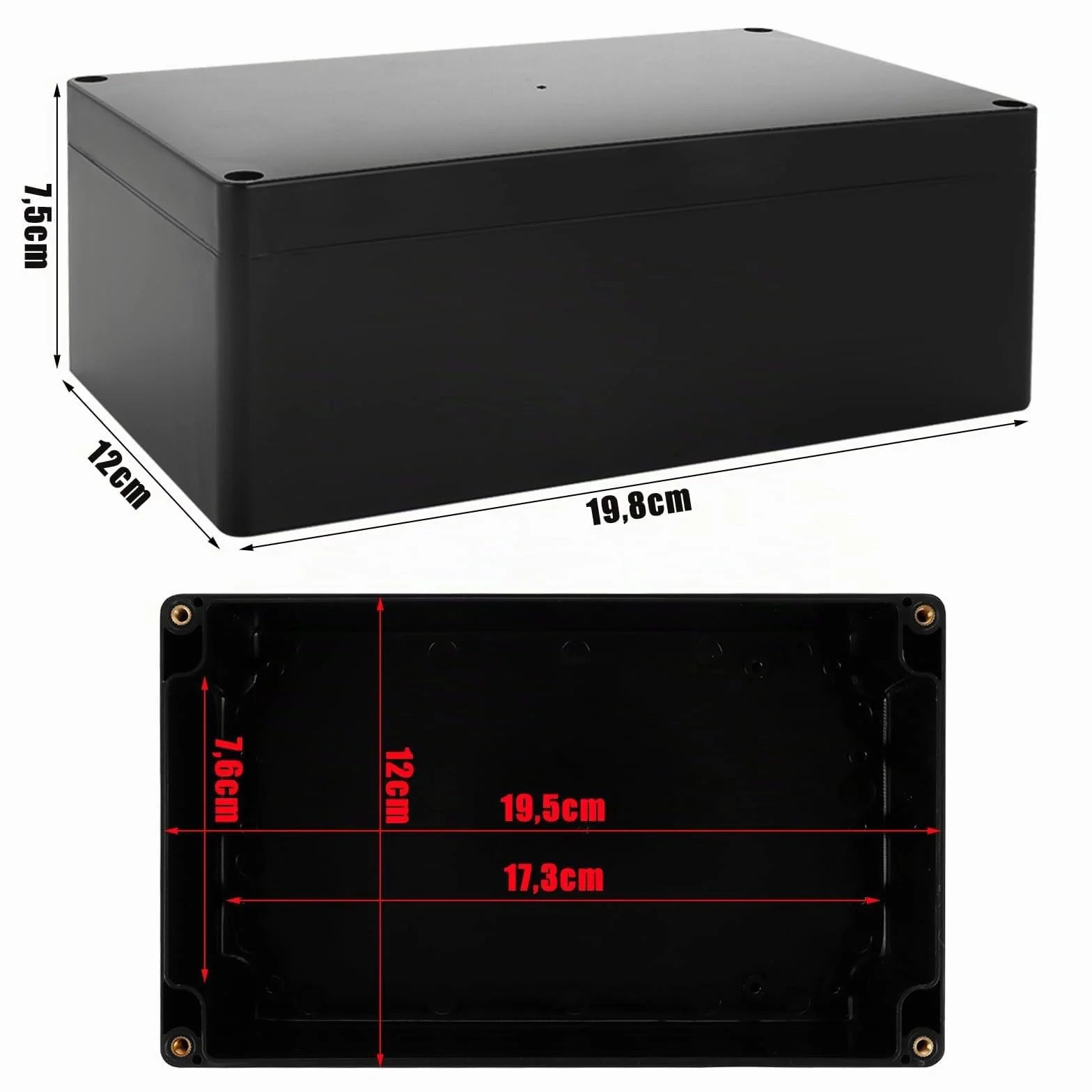 YAYODS Lot de 2 Boîte de Dérivation Noire 200x120x75 mm IP65 ABS Étanche pour Éclairage de Jardin