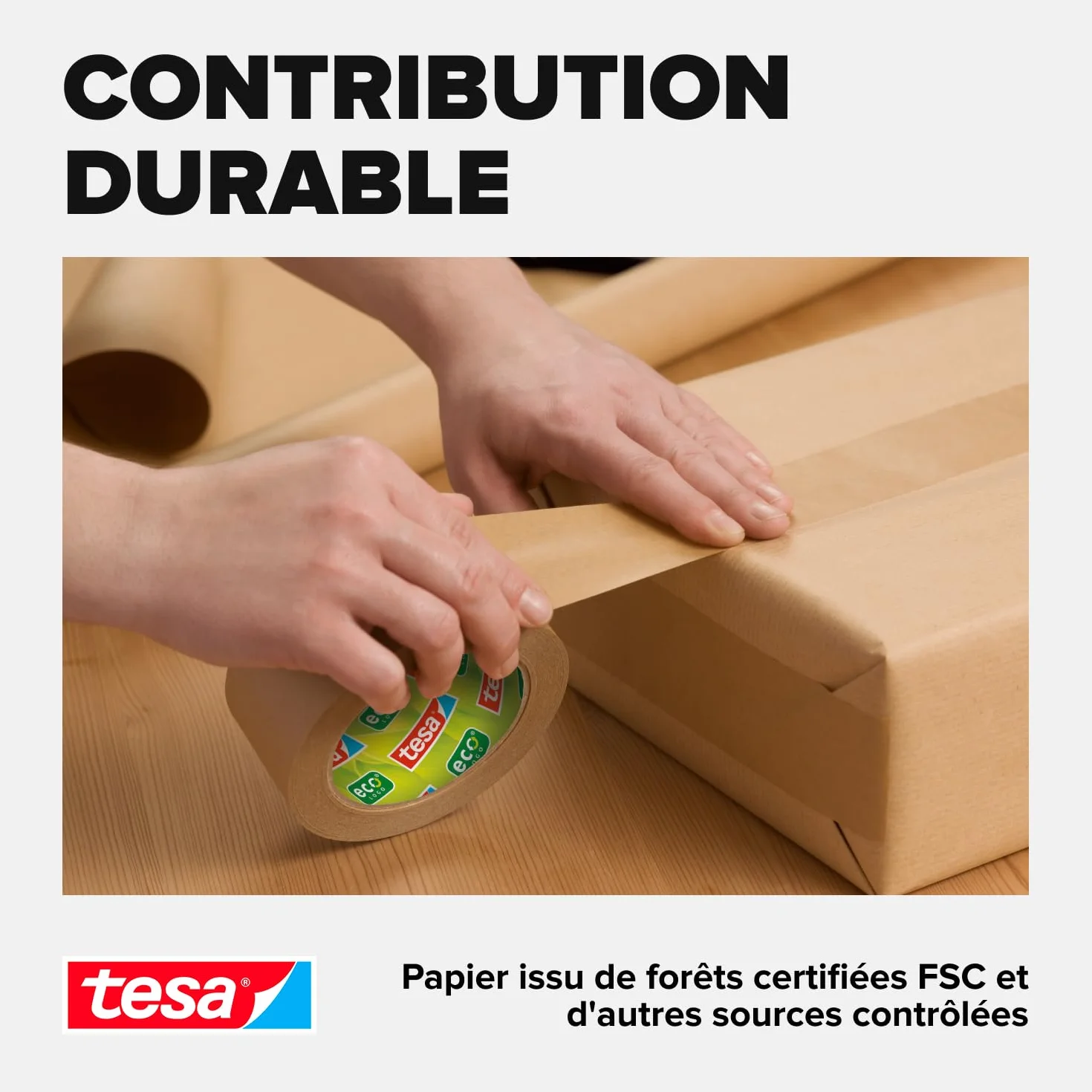 Tesa tesapack STANDARD PAPER Ruban d’emballage en papier Marron 3 rouleaux 50 m x 50 mm