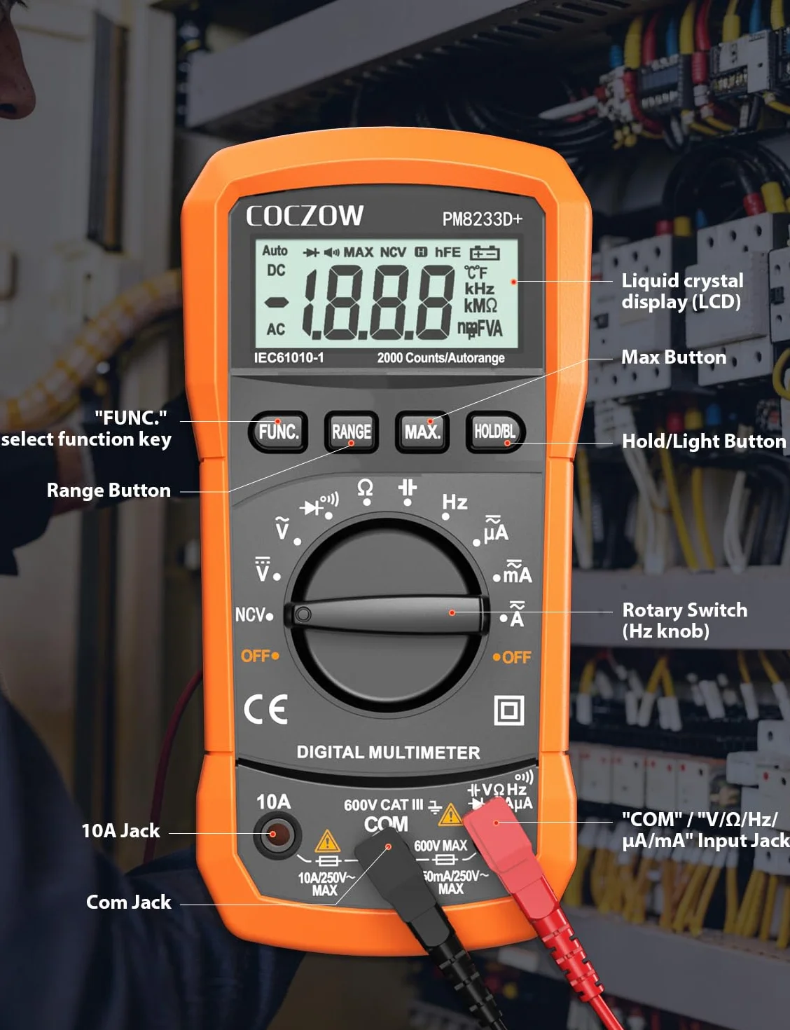 Multimètre numérique à plage automatique AC/DC testeur de tension ampère-ohm avec NCV