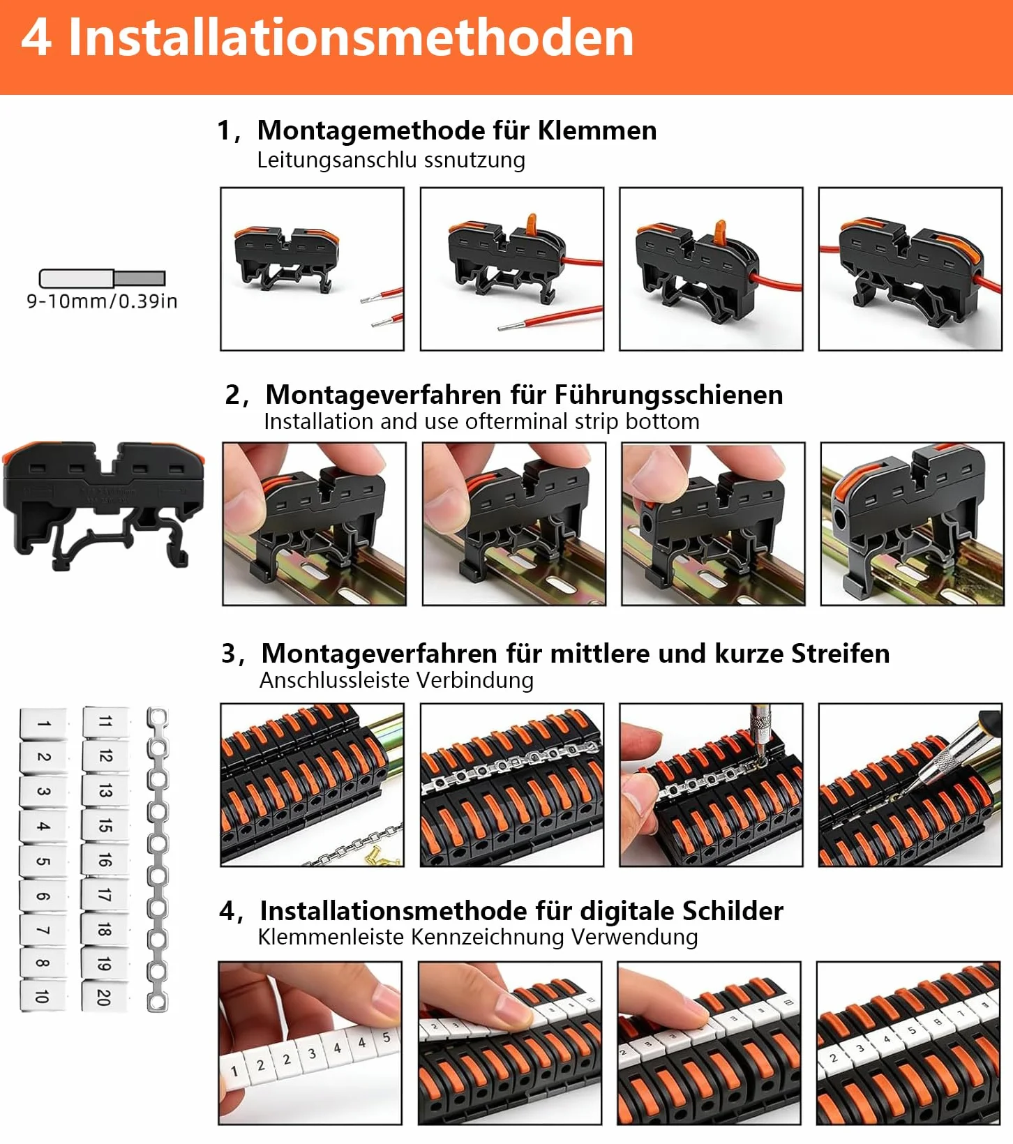 Lot de 40 repartiteur bornier electrique rail din 0,08 à 4 mm² PCT-211 connecteur rapide