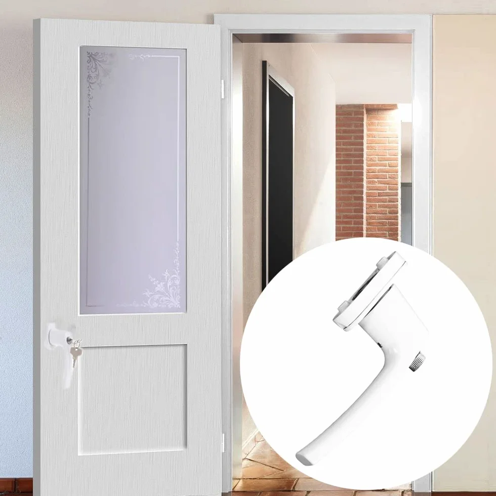 Poignée de Fenêtre avec Serrure en Aluminium, Verrouillable, avec Vis de Fixation, Blanc