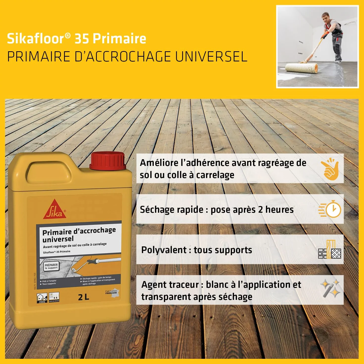 Sikafloor 35 Primaire universel 2L accrochage multi-supports intérieur extérieur