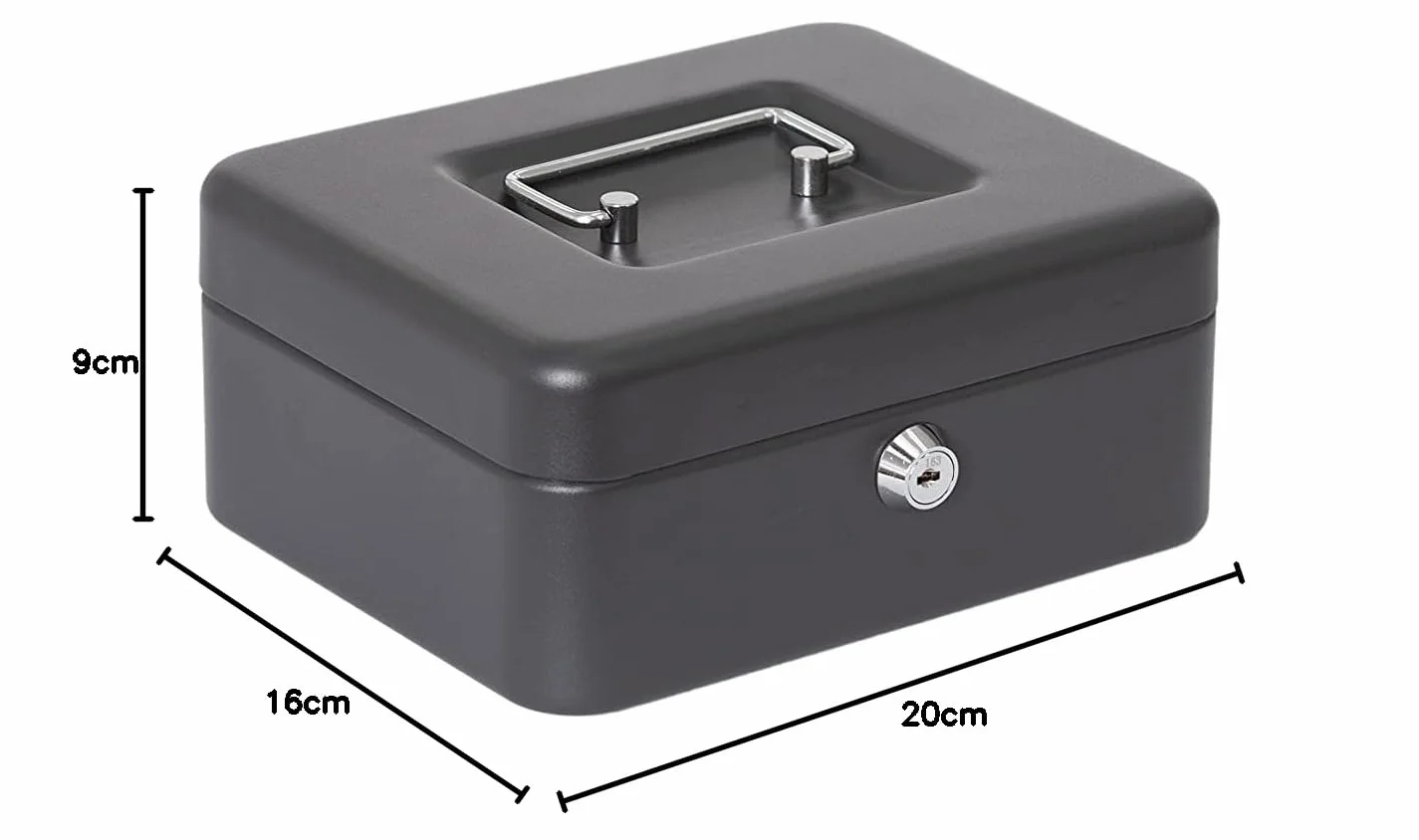 ARREGUI Elegant Cash C9624-EUR Caisse à monnaie et billets à clé en acier, 20 cm, Noir