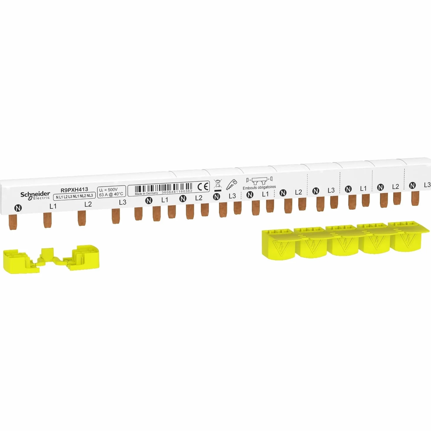 Schneider Electric Resi9 peigne monobloc 3P+N 63A 13 modułów cache dents 5M R9PXH413