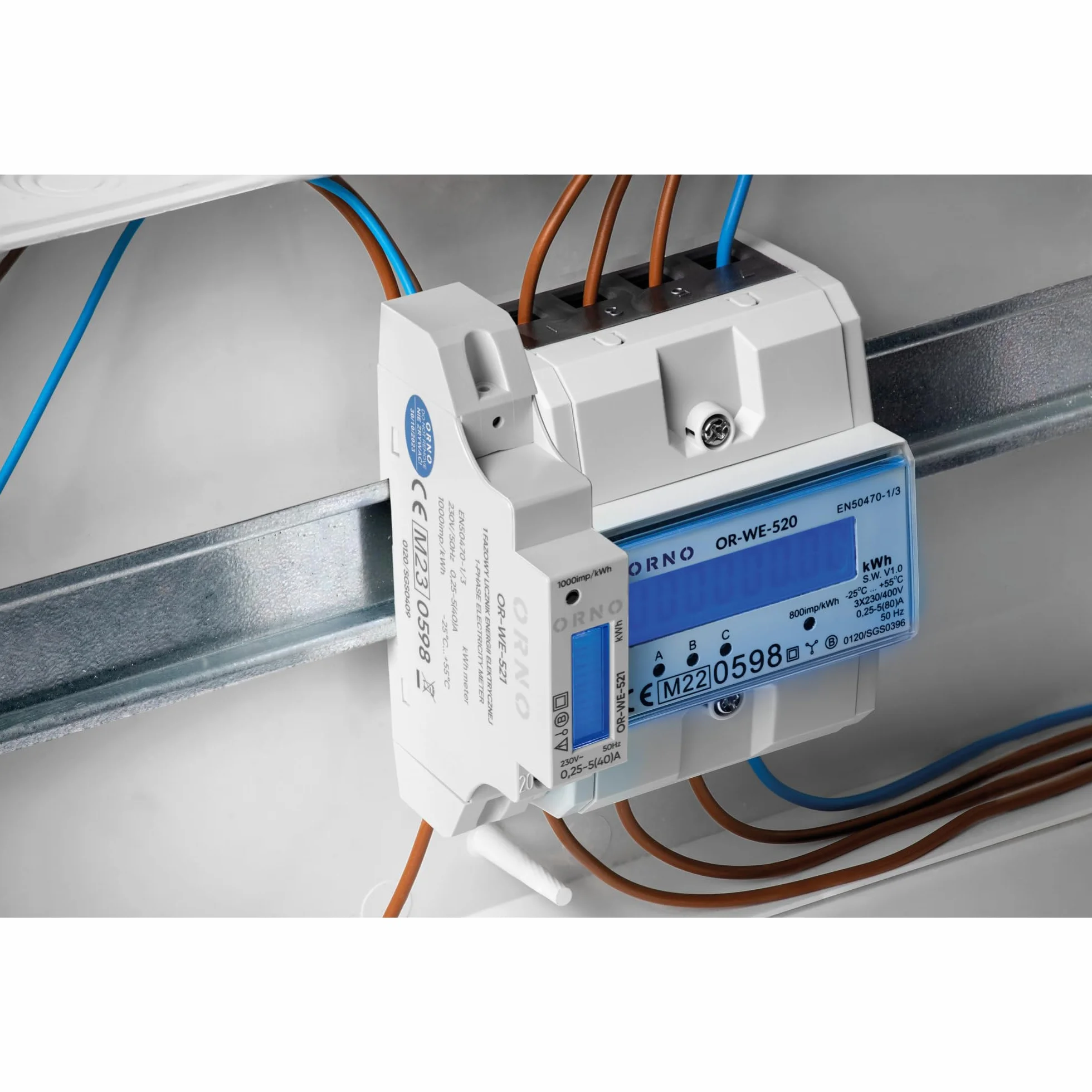 Compteur Electrique 1 Phase 40A MID Certificat DIN TH-35mm Module