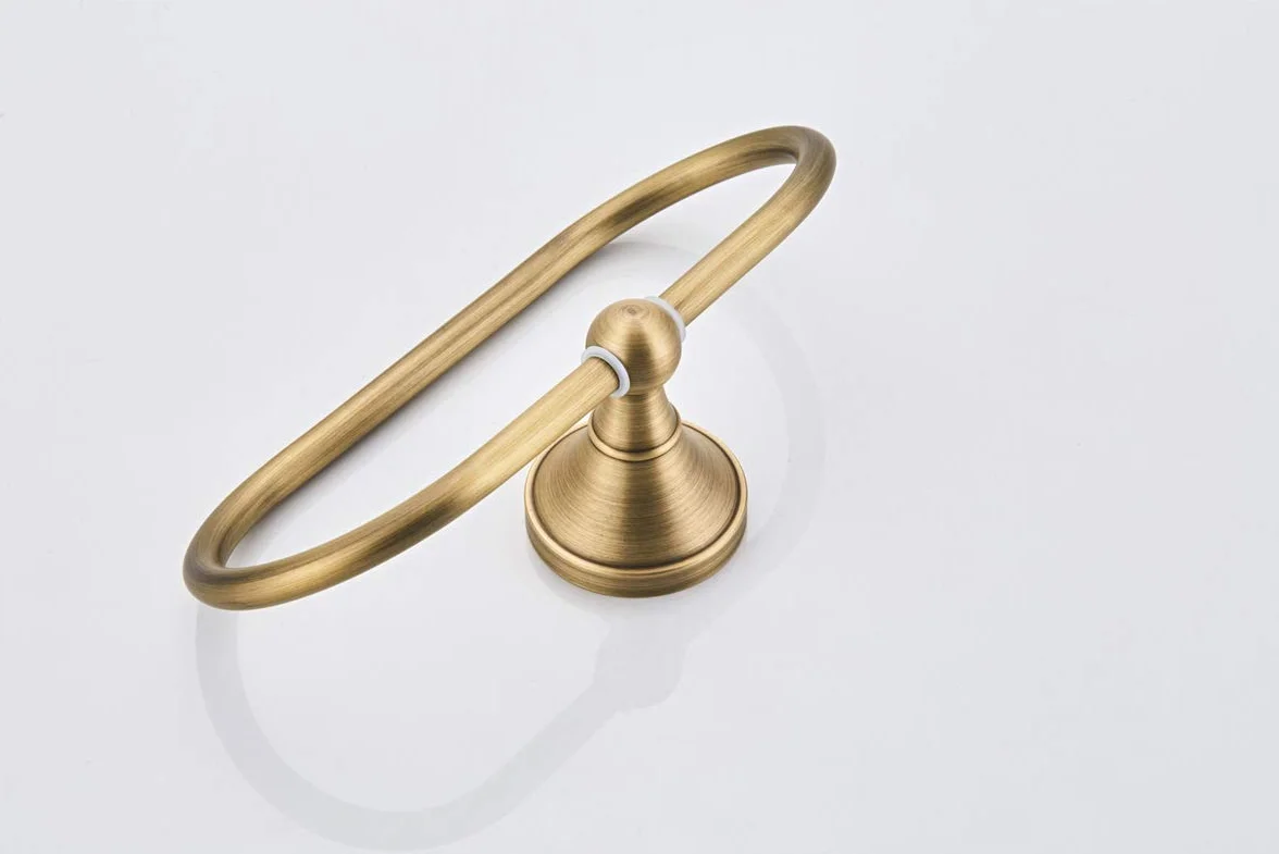 Anneau-Torchon Porte-Serviette Ovale en Laiton Antique Support-Serviette Cuisine Salle de Bain, Bronze brossé