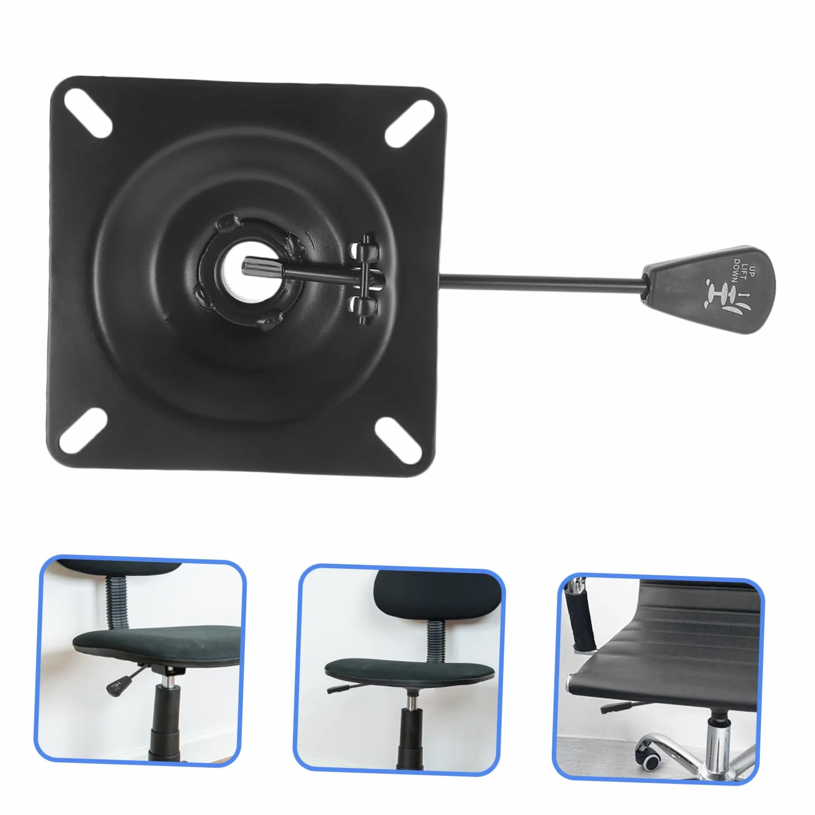 Plaque Pivotante en Métal pour Fauteuil de Bureau Noir, Base Réglable