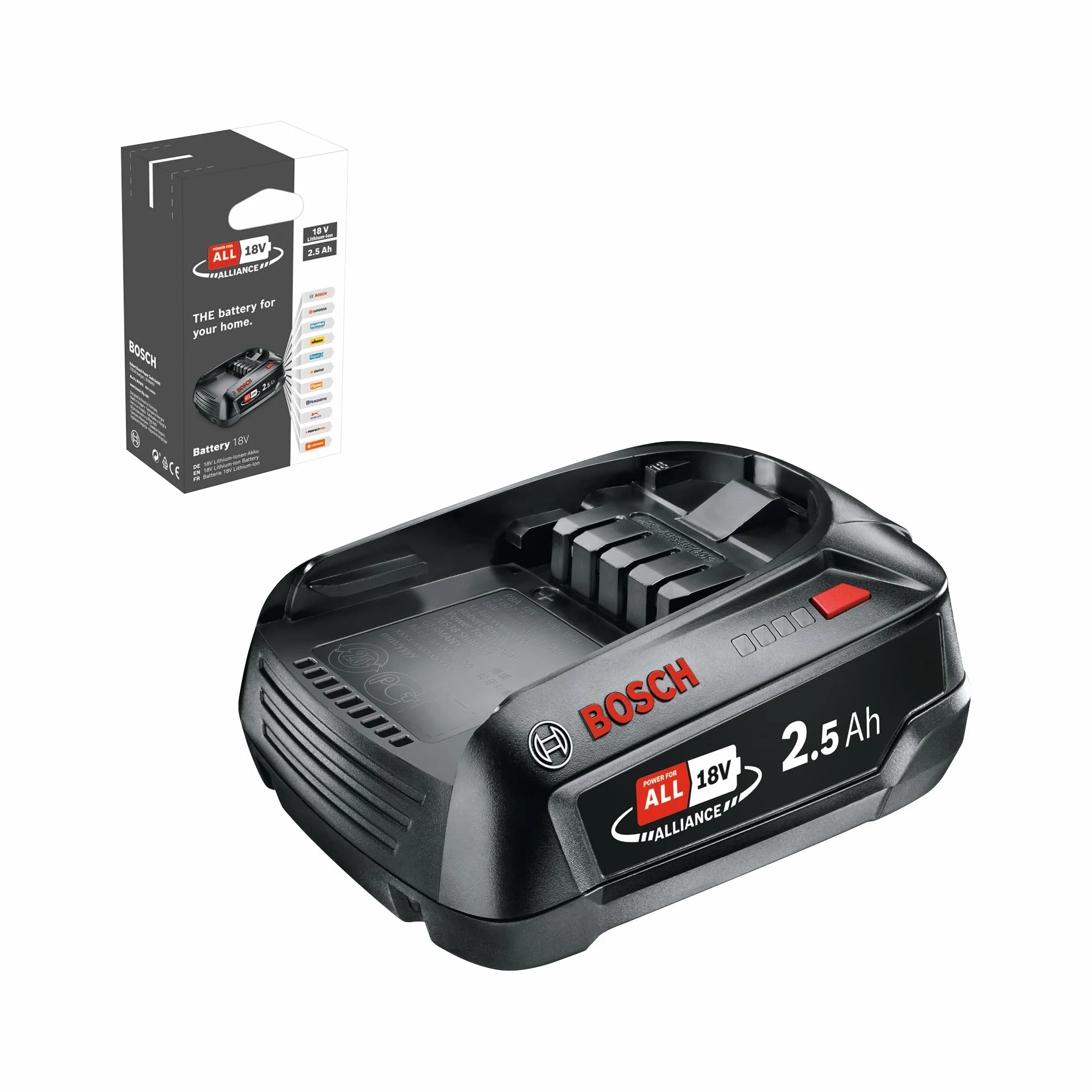 Bosch Batterie de Rechange 18 Volts 2,5 Ah Compatible Home & Garden