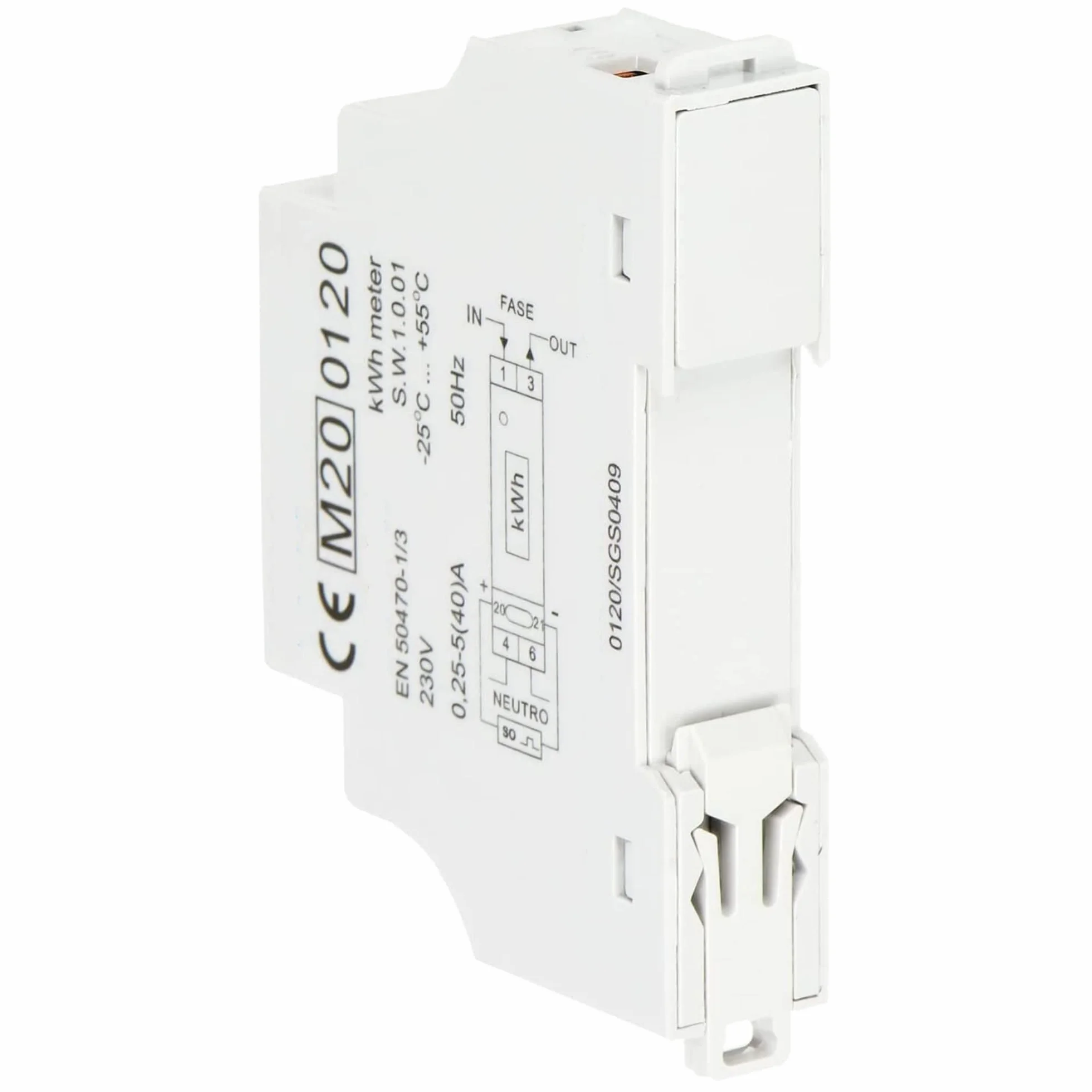Compteur Electrique 1 Phase 40A MID Certificat DIN TH-35mm Module