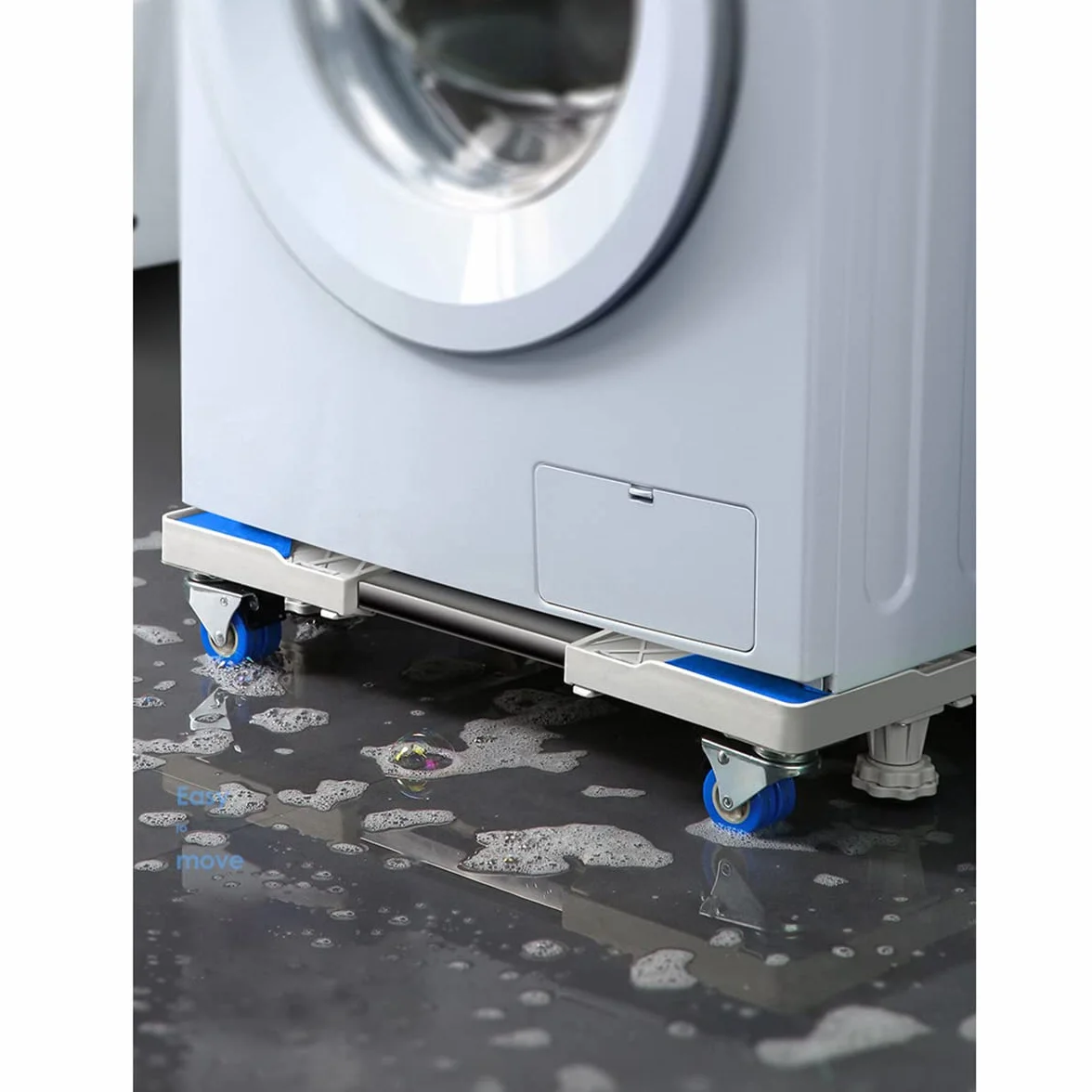 Support Mobile Réglable pour Machine à Laver Réfrigérateur Sèche-linge avec 4 Roues Pivotantes Verrouillables