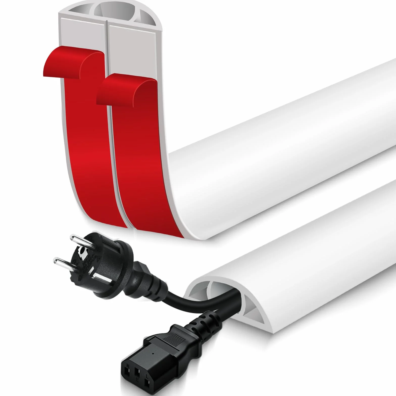 Passage de Cable au Sol adhésif goulotte Passe Cable Flexible PVC 30mm×3m Blanc