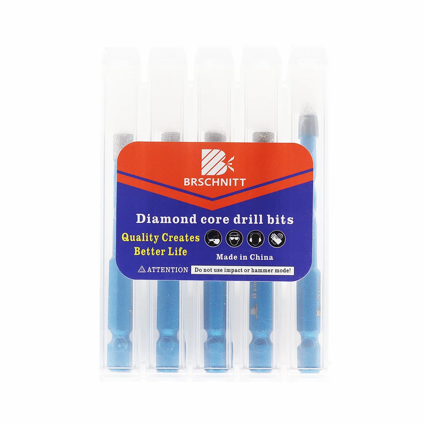 BRSCHNITT Forets Mèches Diamant Carrelage 6/6/8/10+6mm 5 Pièces Céramique Porcelaine Granit