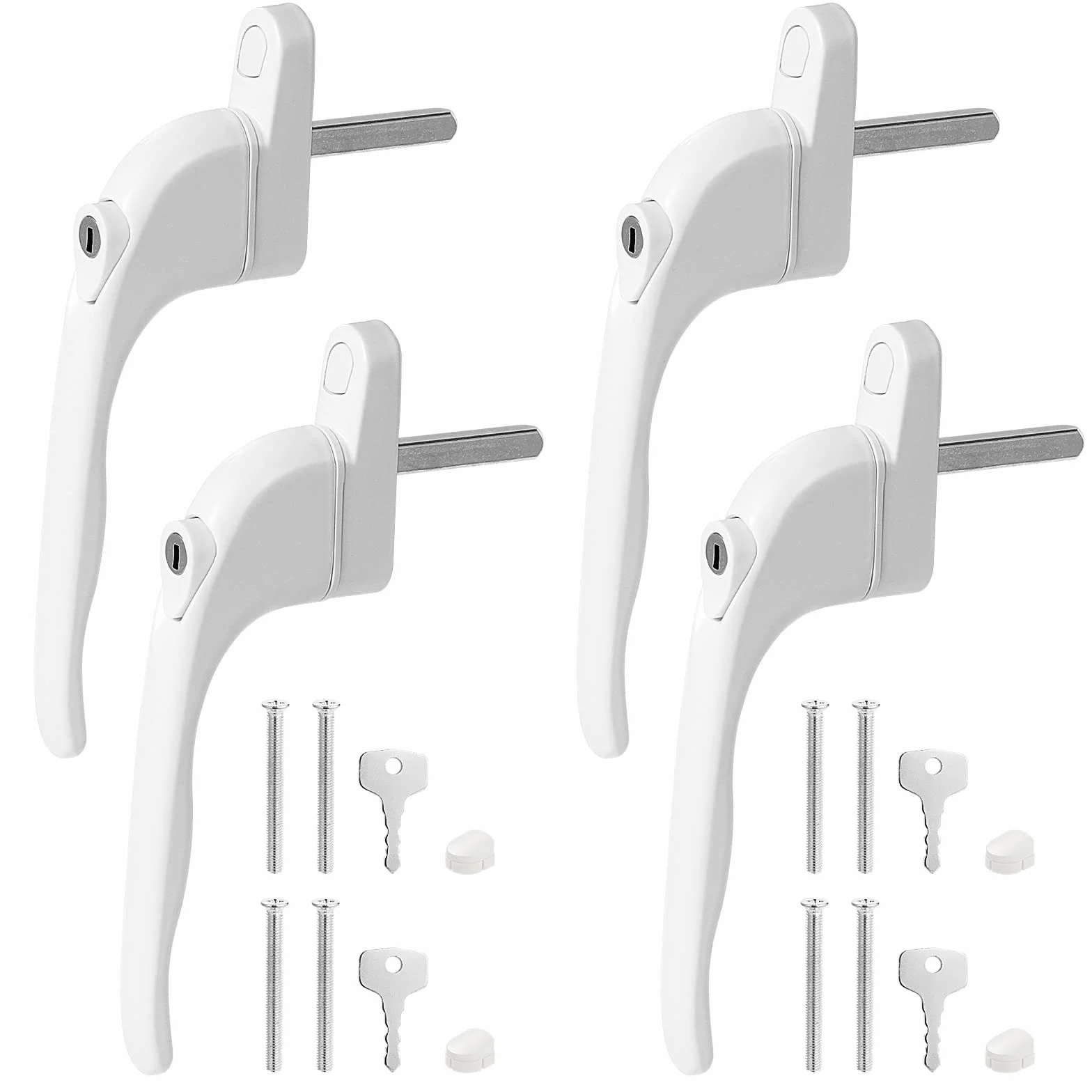 Poignées de Fenêtre Verrouillables en Aluminium 4 Pièces Longueur Tige 43 mm Blanc