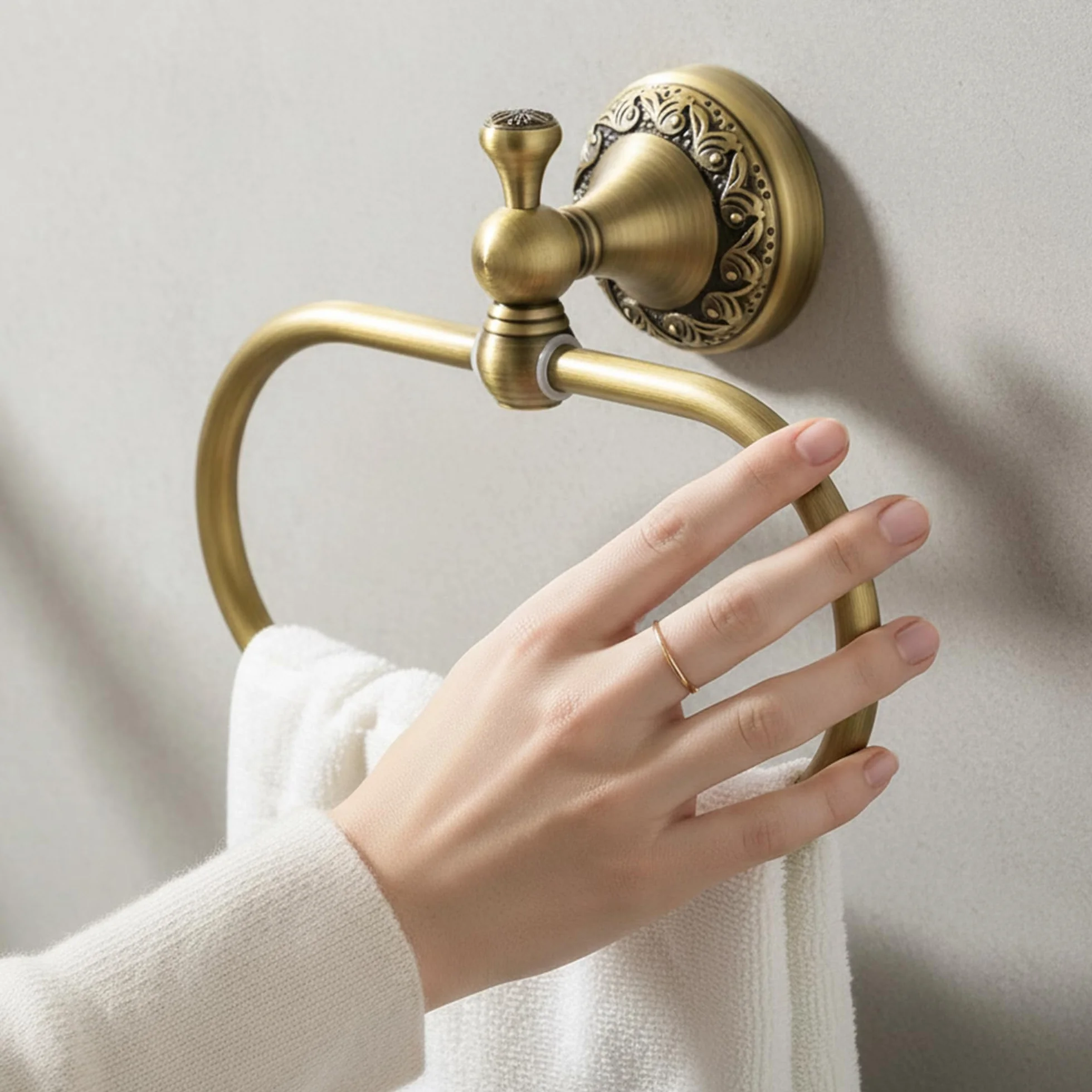 Flybath Anneau à Serviette Ovale en Laiton Bronze brossé Porte-Serviette Mural pour Salle de Bain
