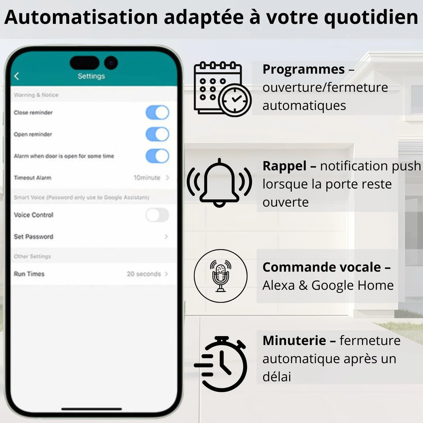 Sone Smart One Ouvre Portail Connecté WiFi 2.4GHz 230V Contact Sec - Compatible Tuya Smart Life Alexa Google Home - Capteur Inclus 46x46x18mm