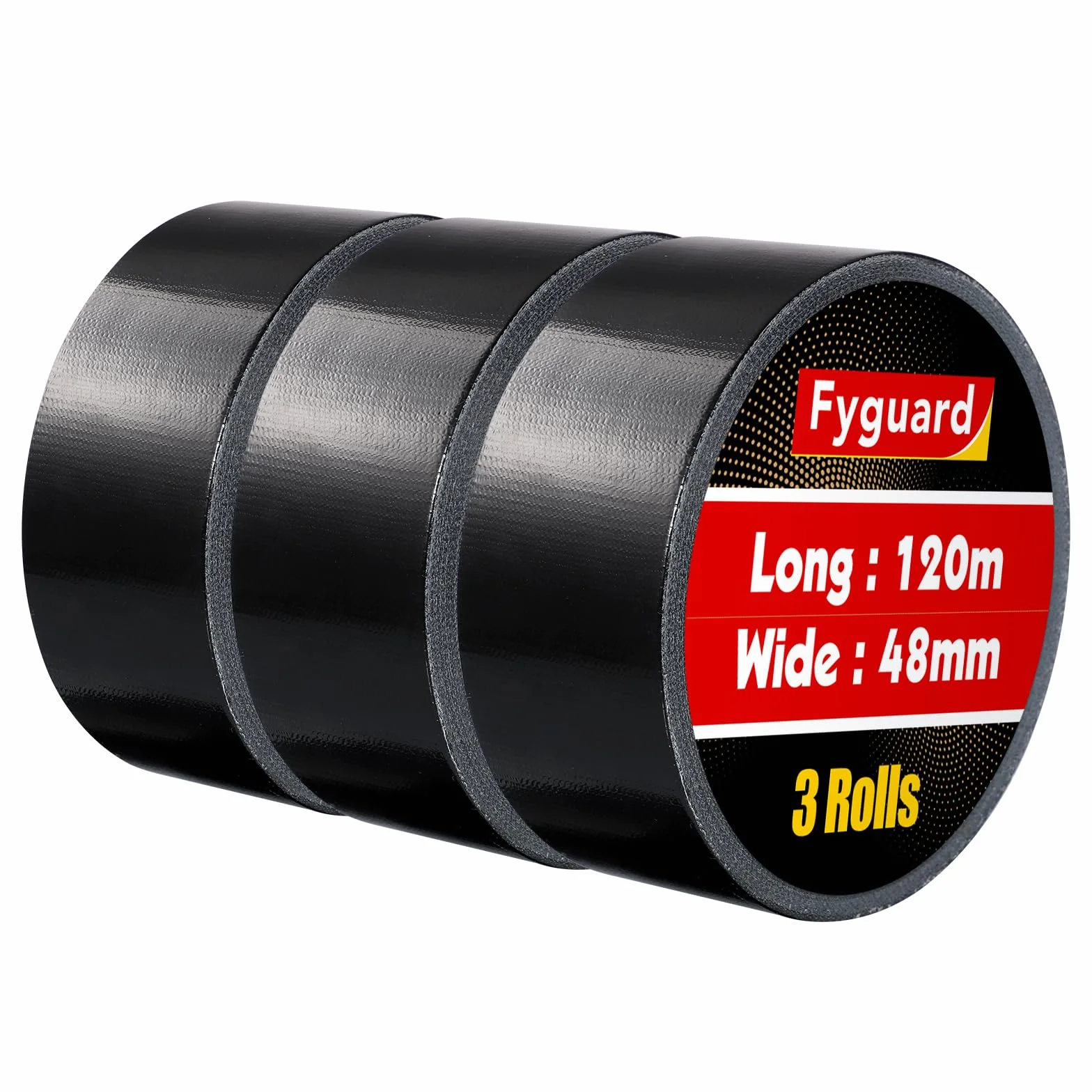 Ruban adhésif blindé noir 48 mm x 120 m 210 μ Lot de 3 - Étanche résistant aux intempéries