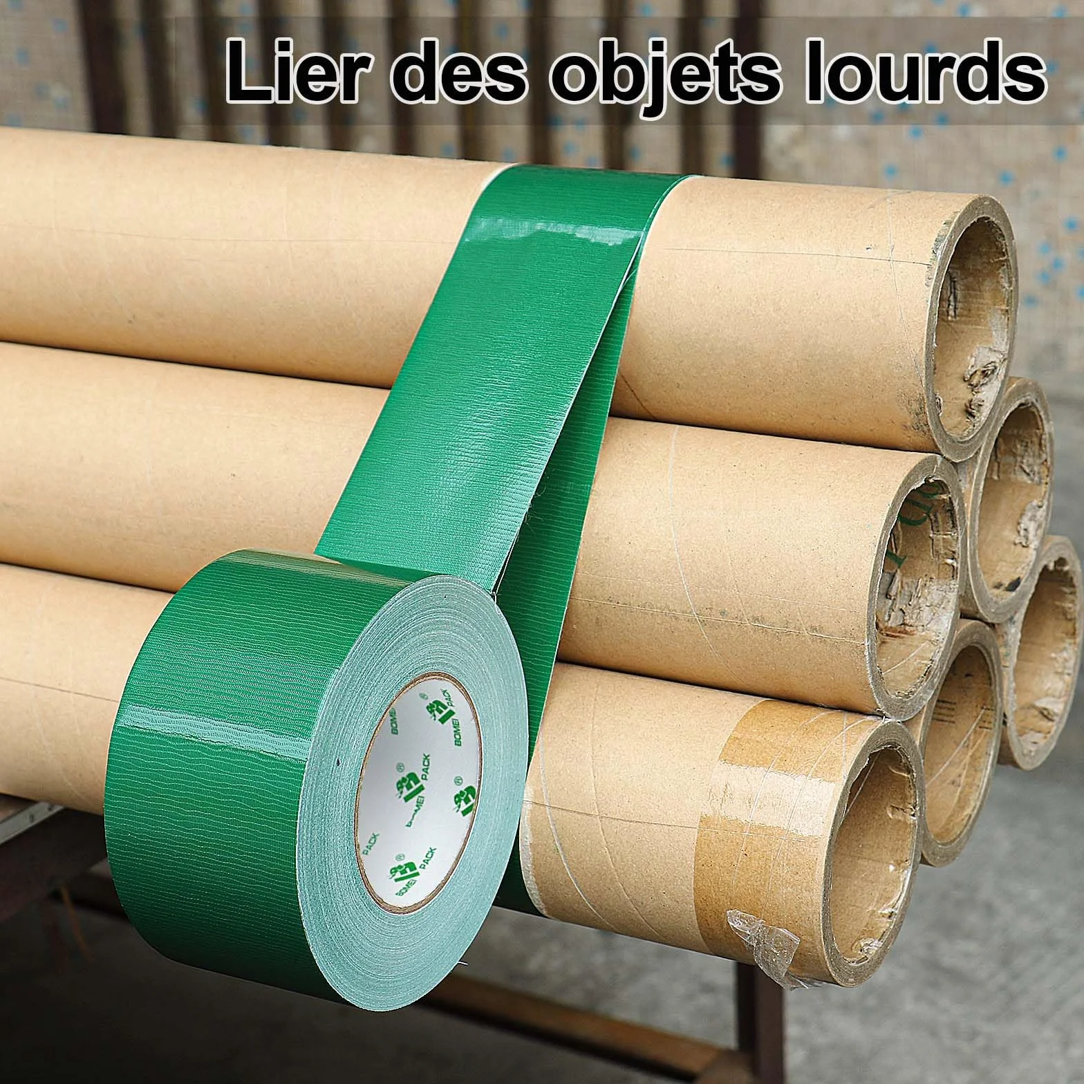 BOMEI PACK Ruban Adhésif Toilé Heavy Duty Duct Tape 75mm x 50 m Vert