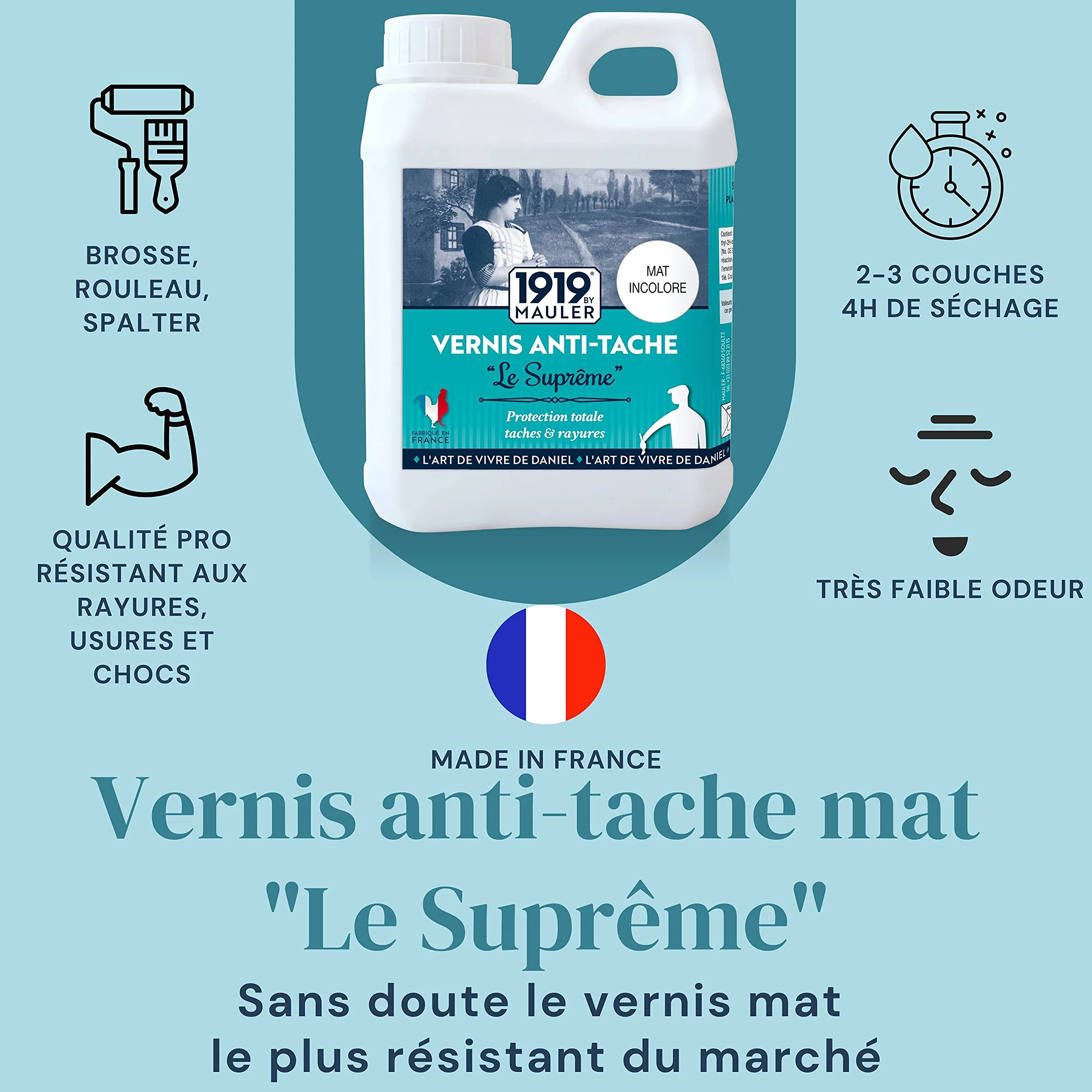 Mauler Vernis Multisupport Le Suprême Mat Incolore Anti-Rayure Anti-Tache 0,5 L
