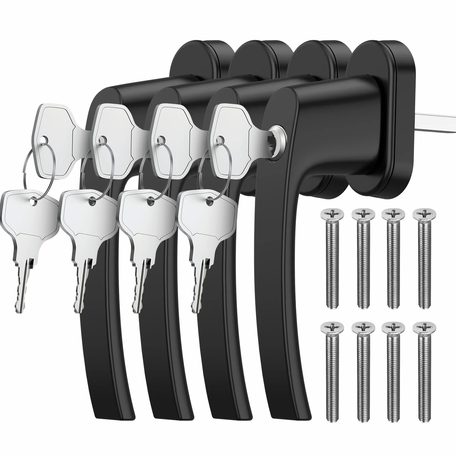 GETLITOOL Poignées de fenêtre verrouillables 35 mm Aluminium avec clés, sécurité Enfant, Noir