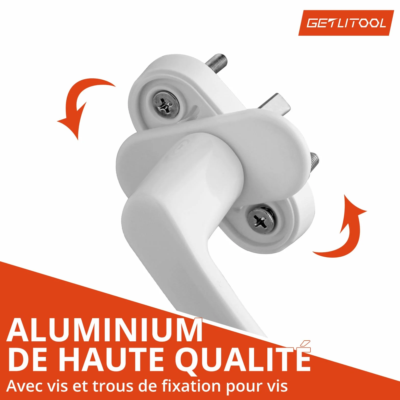 GETLITOOL Poignée de Fenêtre Blanche Aluminium sans Clé Sécurité Enfant Longueur de Tige 35mm