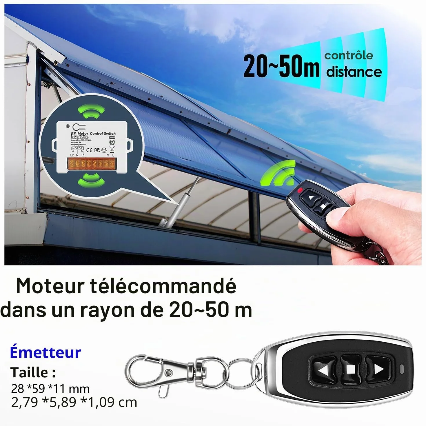 DieseRC Interrupteur de Télécommande de Volet Roulant sans Fil 90V 250V 3A 2 émetteurs