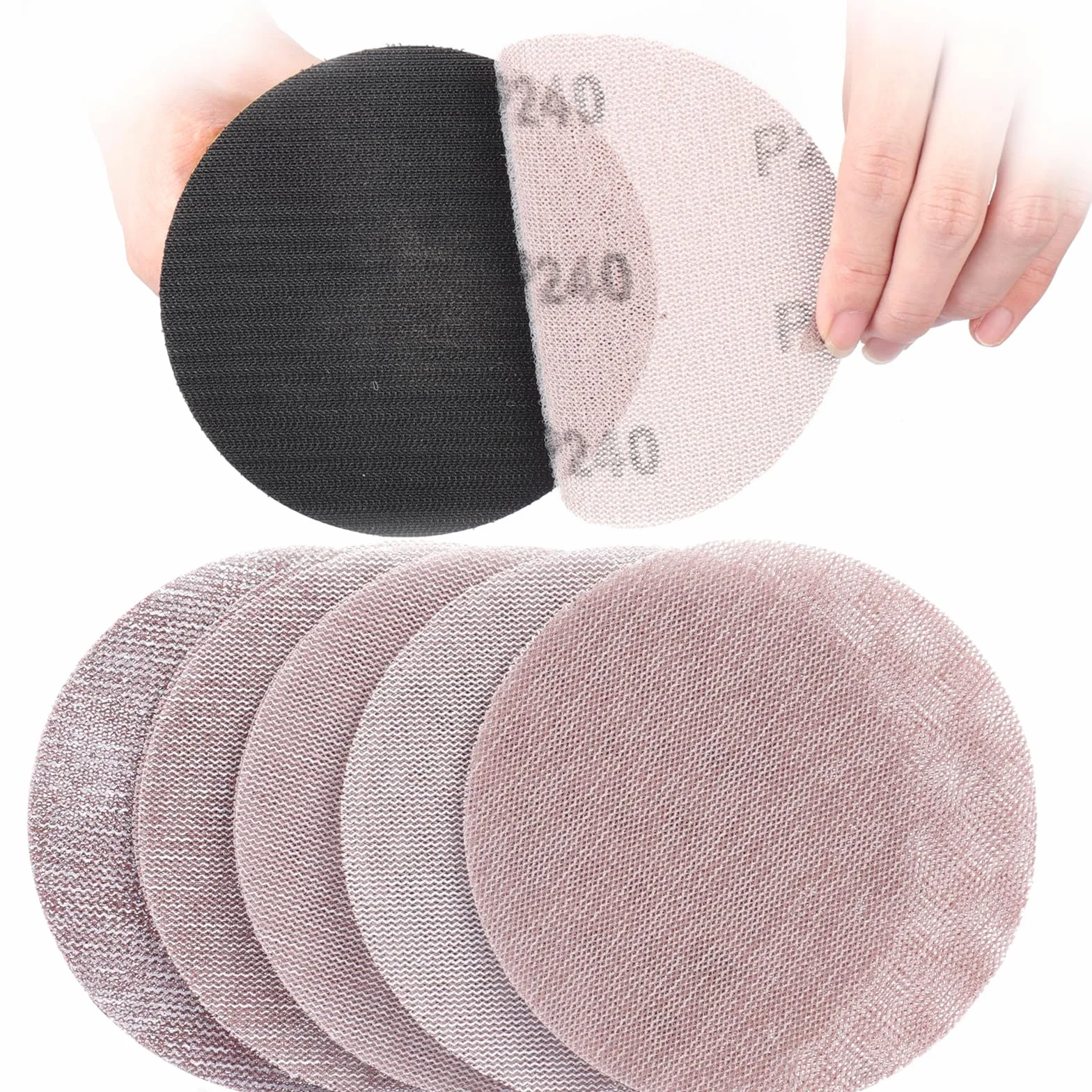 Papier Abrasif 125mm 50 Pièces 80/120/180/240/400 Grains pour Ponceuse