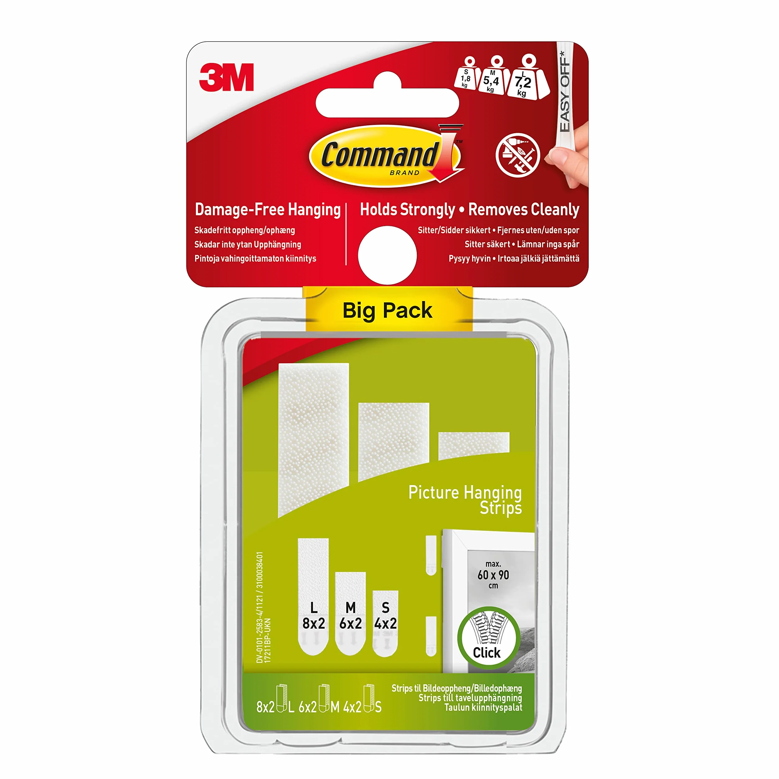 Command Lot Économique Bandes Suspension Photos Cadres Miroirs Décoration Murale - 6 Paires Moyennes 4 Petites