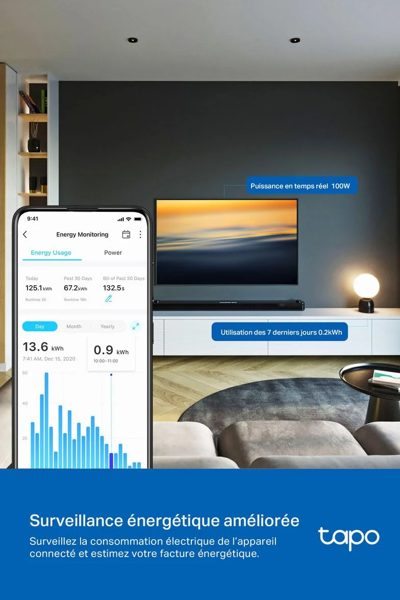Tapo Prise Connectée WiFi 16A Type E Suivi Consommation Alexa P110MA