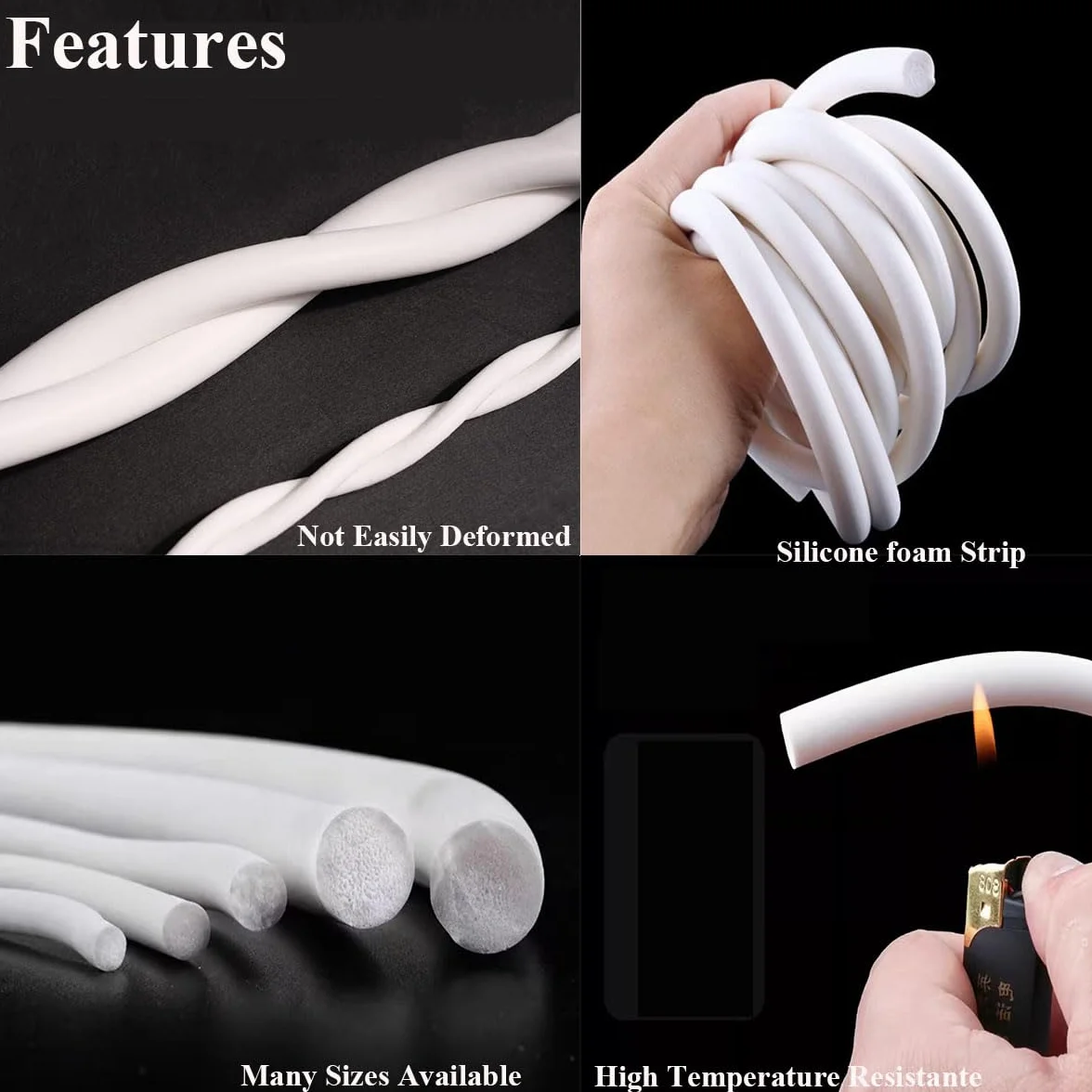Bande d'étanchéité en Mousse de Silicone Dia 20mm x 2M Longue, Ronde Blanche