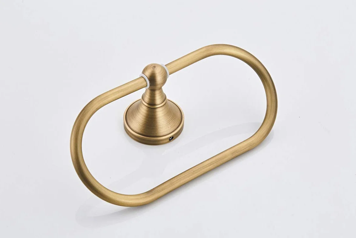 Anneau-Torchon Porte-Serviette Ovale en Laiton Antique Support-Serviette Cuisine Salle de Bain, Bronze brossé