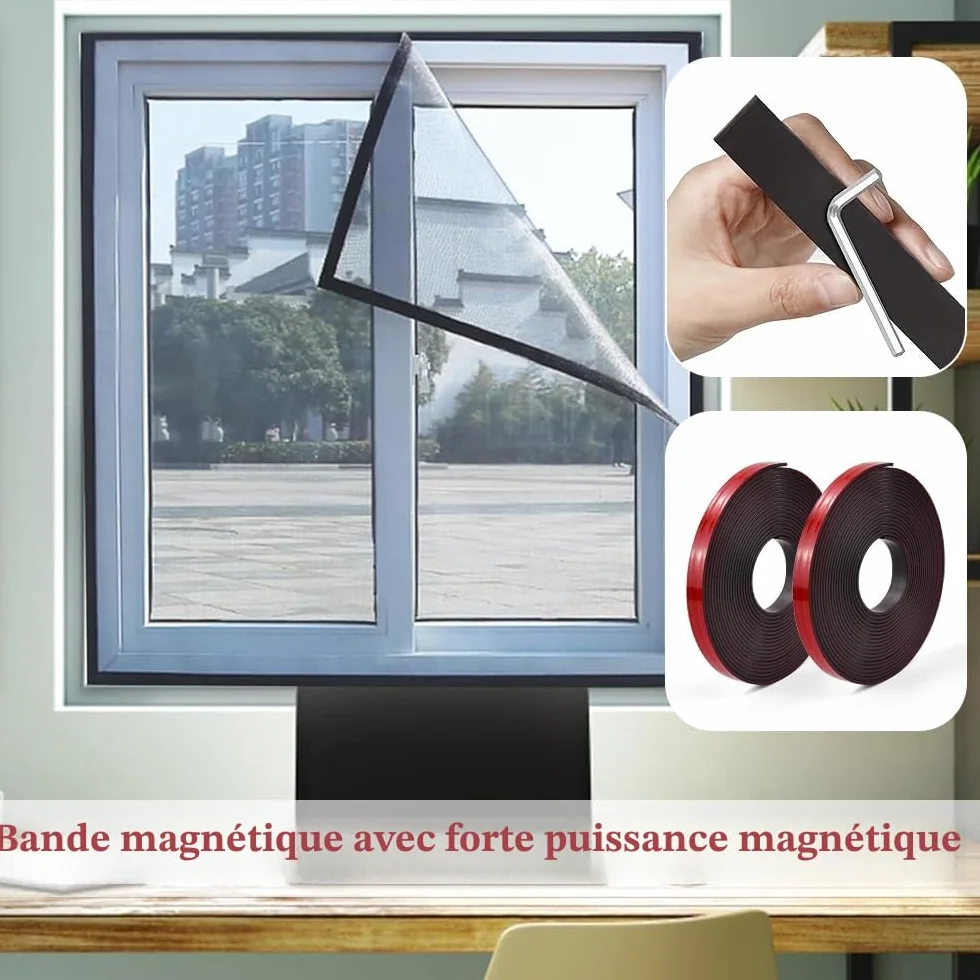 Bande Magnétique Autocollante 5m Type A + Type B 1,5mm x 12,7mm Ruban Adhésif Aimanté pour Moustiquaires