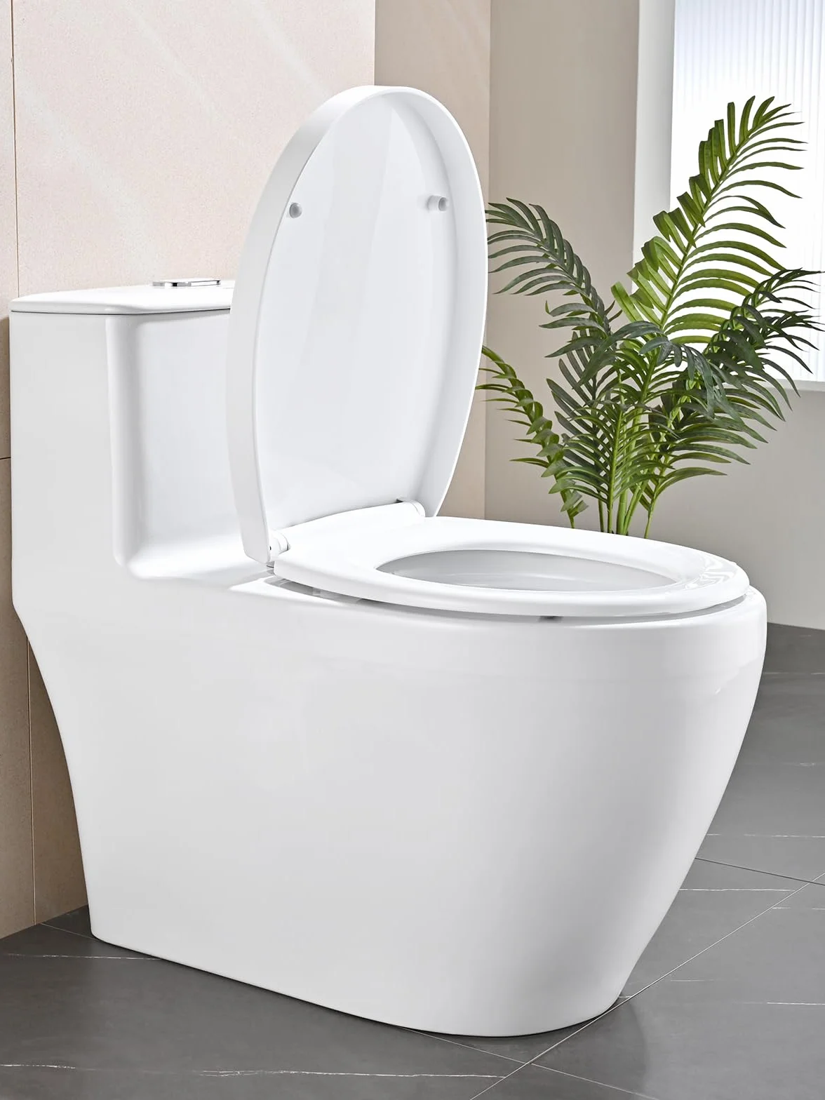 Abattant WC Forme O YEAUPE PRO avec Frein de Chute, Fermeture en Douceur, Universelle, Blanc, 44,6 x 37,2 x 4,3 cm