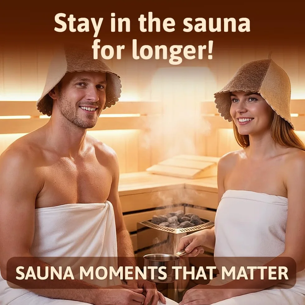 Chapeau de sauna finlandais en laine homme gris blanc feutre