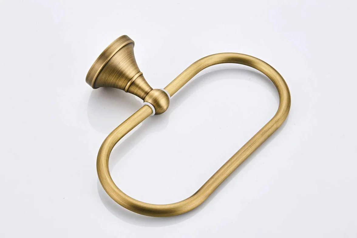 Anneau-Torchon Porte-Serviette Ovale en Laiton Antique Support-Serviette Cuisine Salle de Bain, Bronze brossé