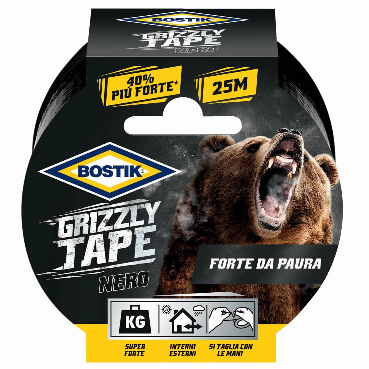 Bostik Ruban toilé Grizzly Tape noir 25 m x 50 mm