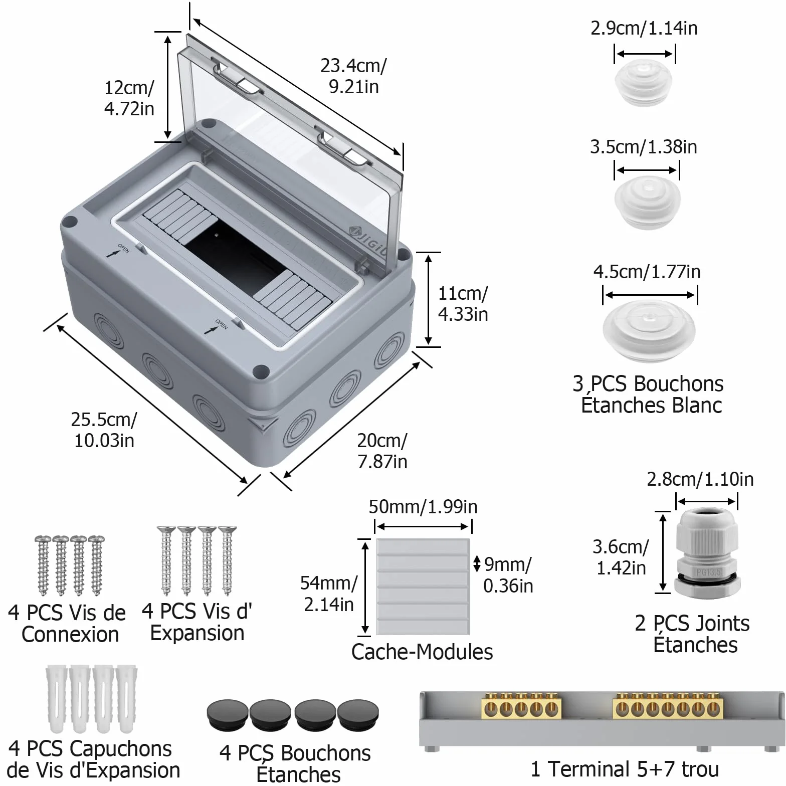 Boîte de Distribution Exterieur IP65, Coffret Electrique 12 Modules, Boitier Etanche ABS