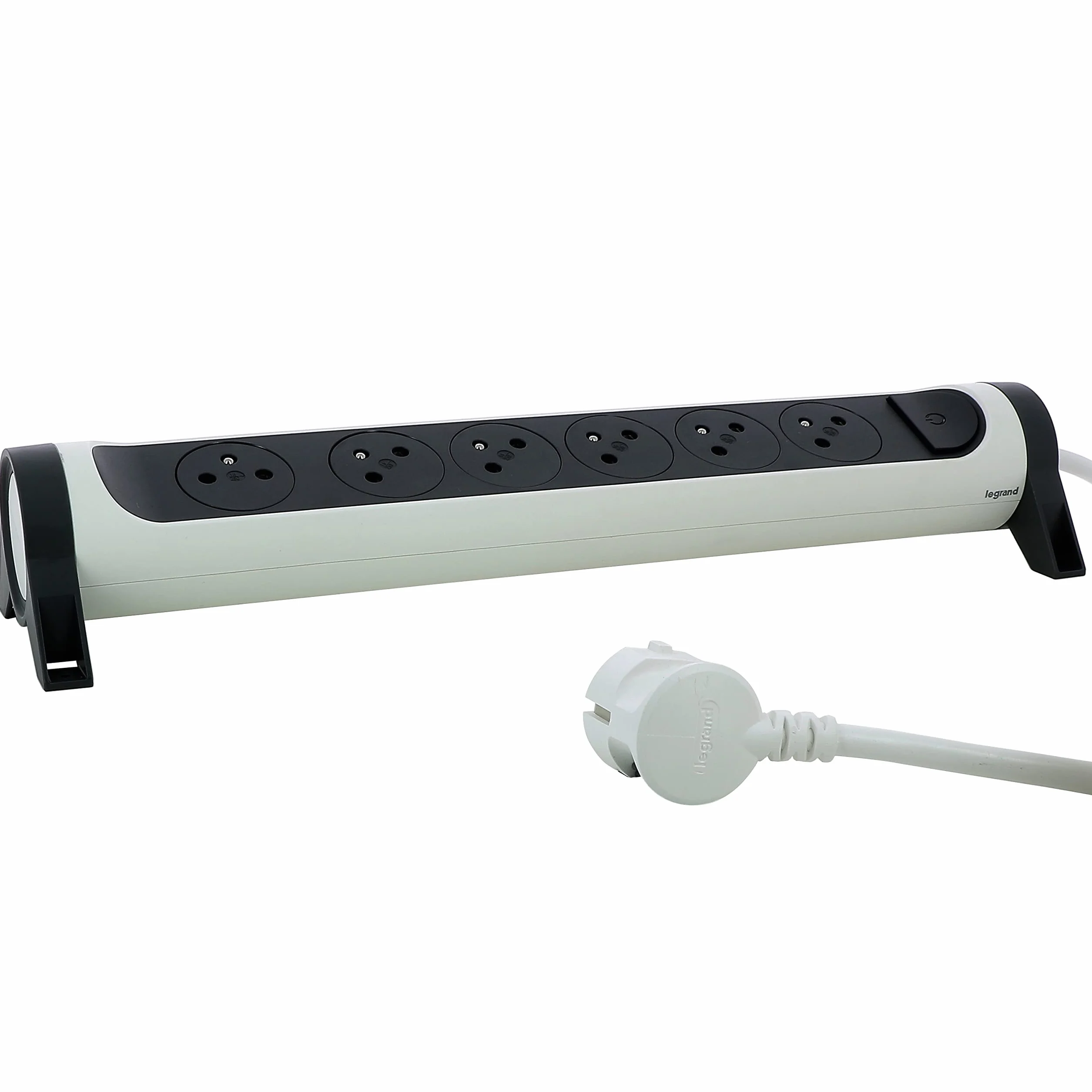 Legrand Multiprise Rotative 6 Prises Surface avec Terre Cordon 1,5m Blanc Gris Foncé
