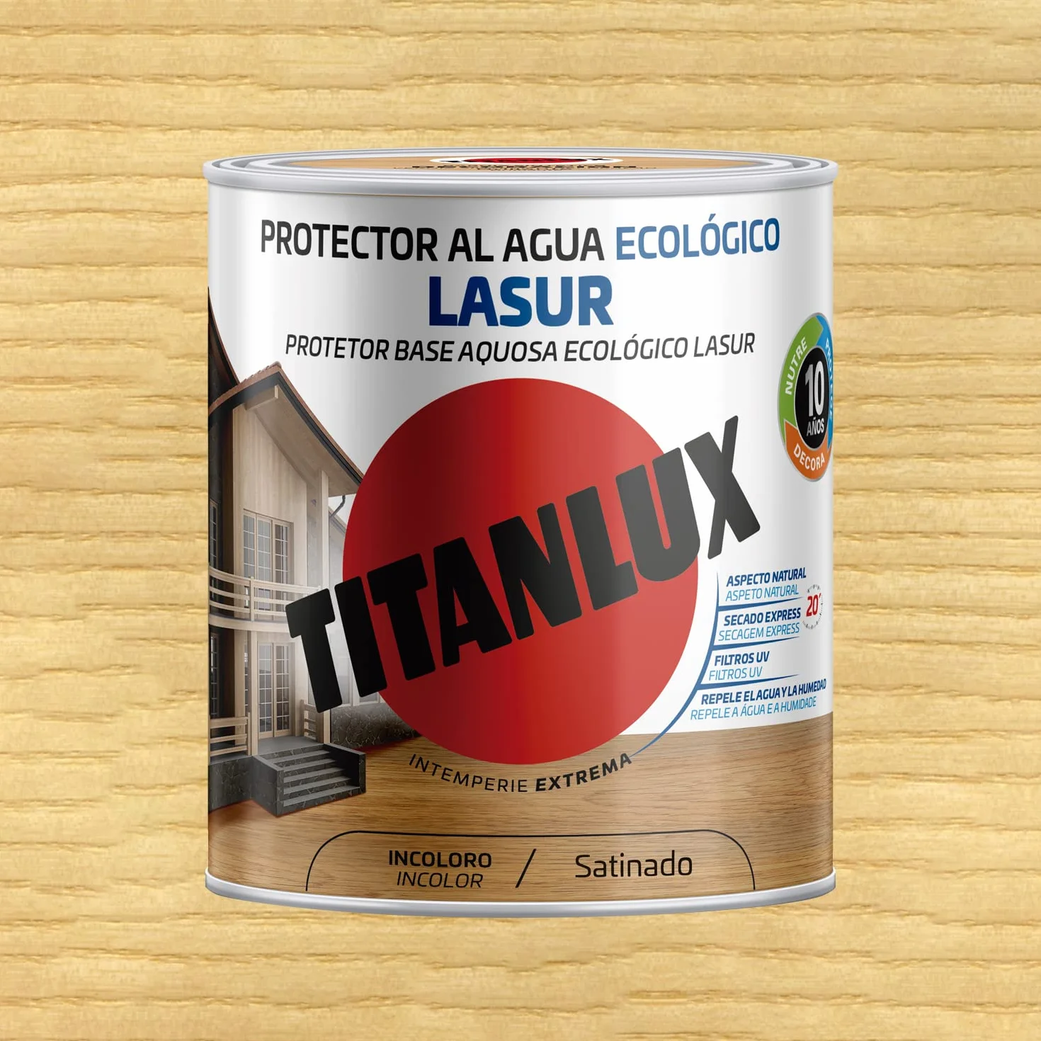 Titanlux Lasure à l'eau écologique pour bois satiné Incolore 750 ml