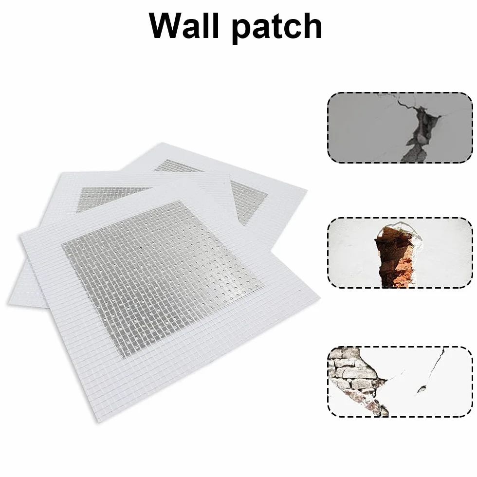 Patch de Réparation Mur Aluminium 15x15 cm Auto-Adhésif Fibre de Verre 6 Pièces