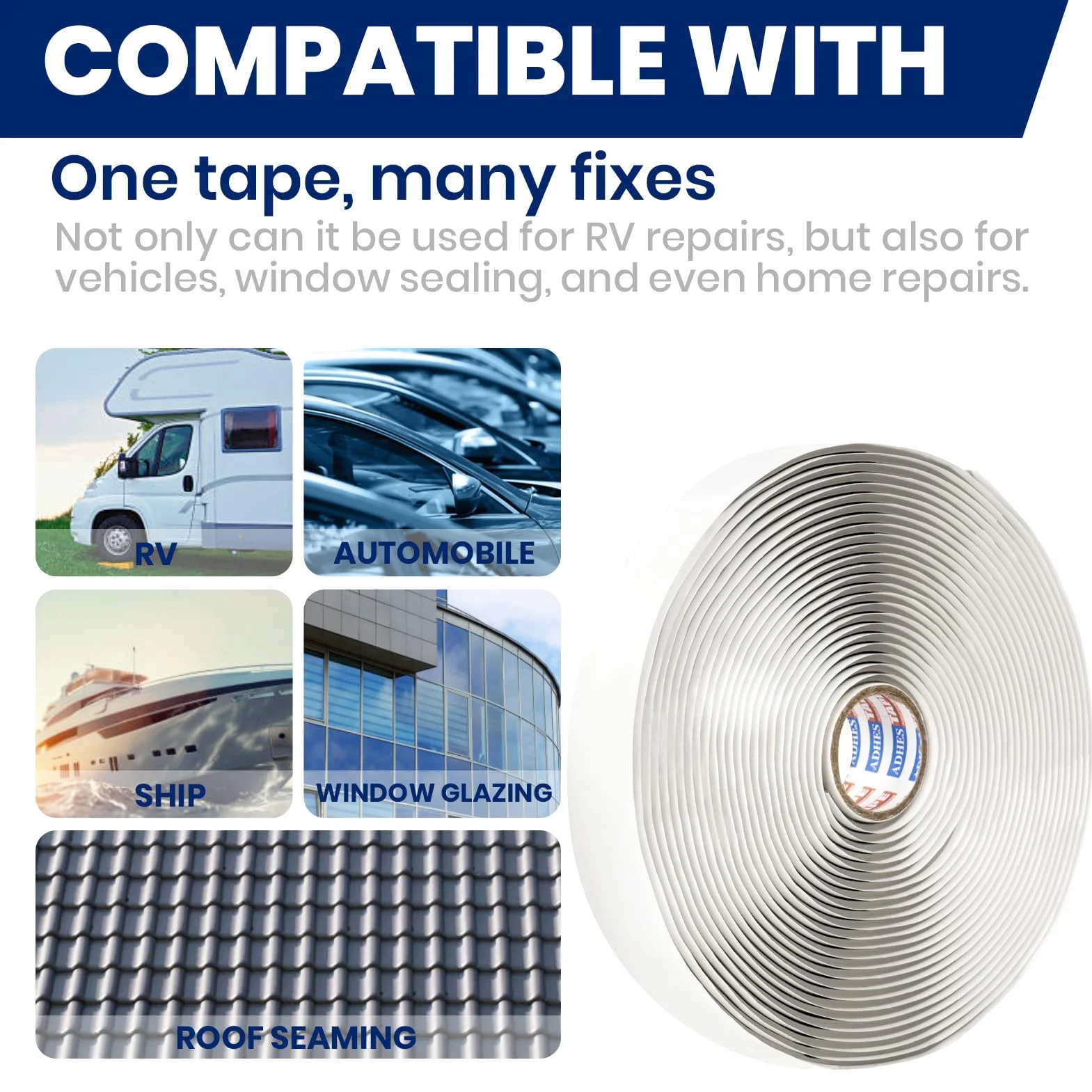 Ruban Butyle Étanche 12mm x 9m x 2 Rouleaux 3mm Haute Température Butyl Seal Tape