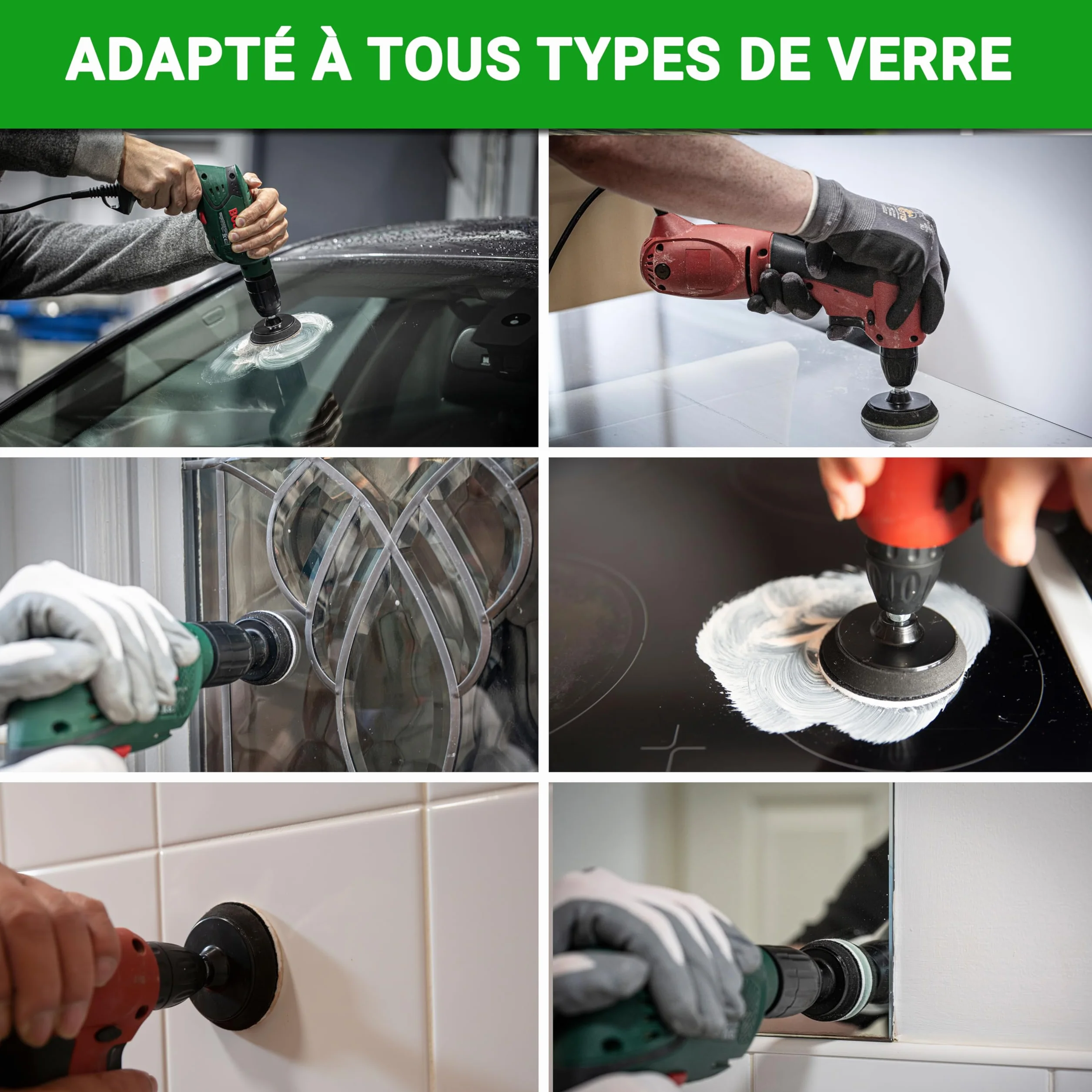 Kit de Polissage pour Verre 75 mm pour Perceuse Électrique - Élimine Rayures et Restaure Brillance