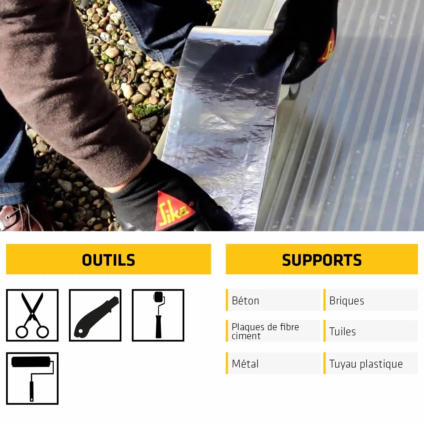 SIKA Bande d'étanchéité autocollante Multiseal Gris-vert RAL 7009 200mm x 3m