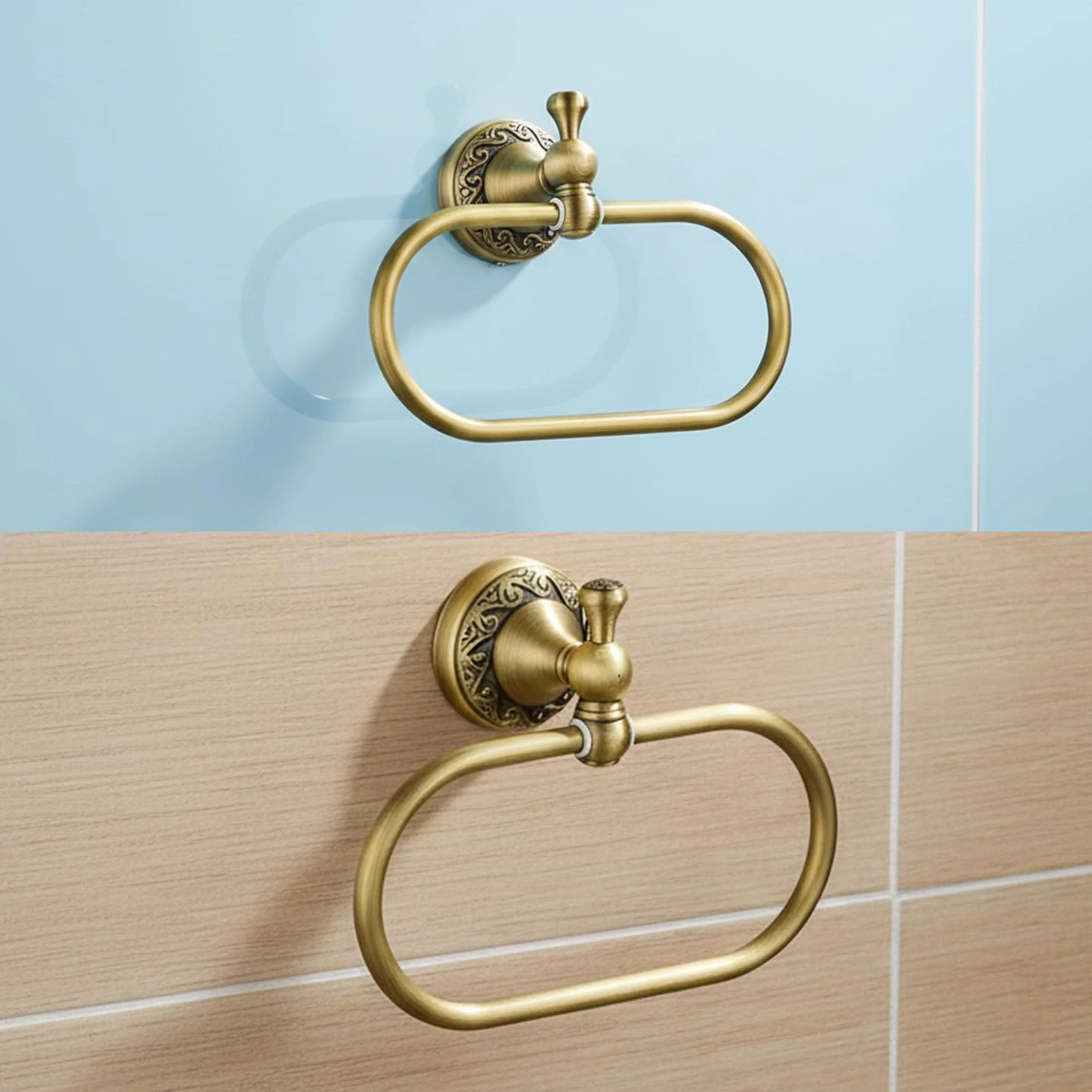 Flybath Anneau à Serviette Ovale en Laiton Bronze brossé Porte-Serviette Mural pour Salle de Bain