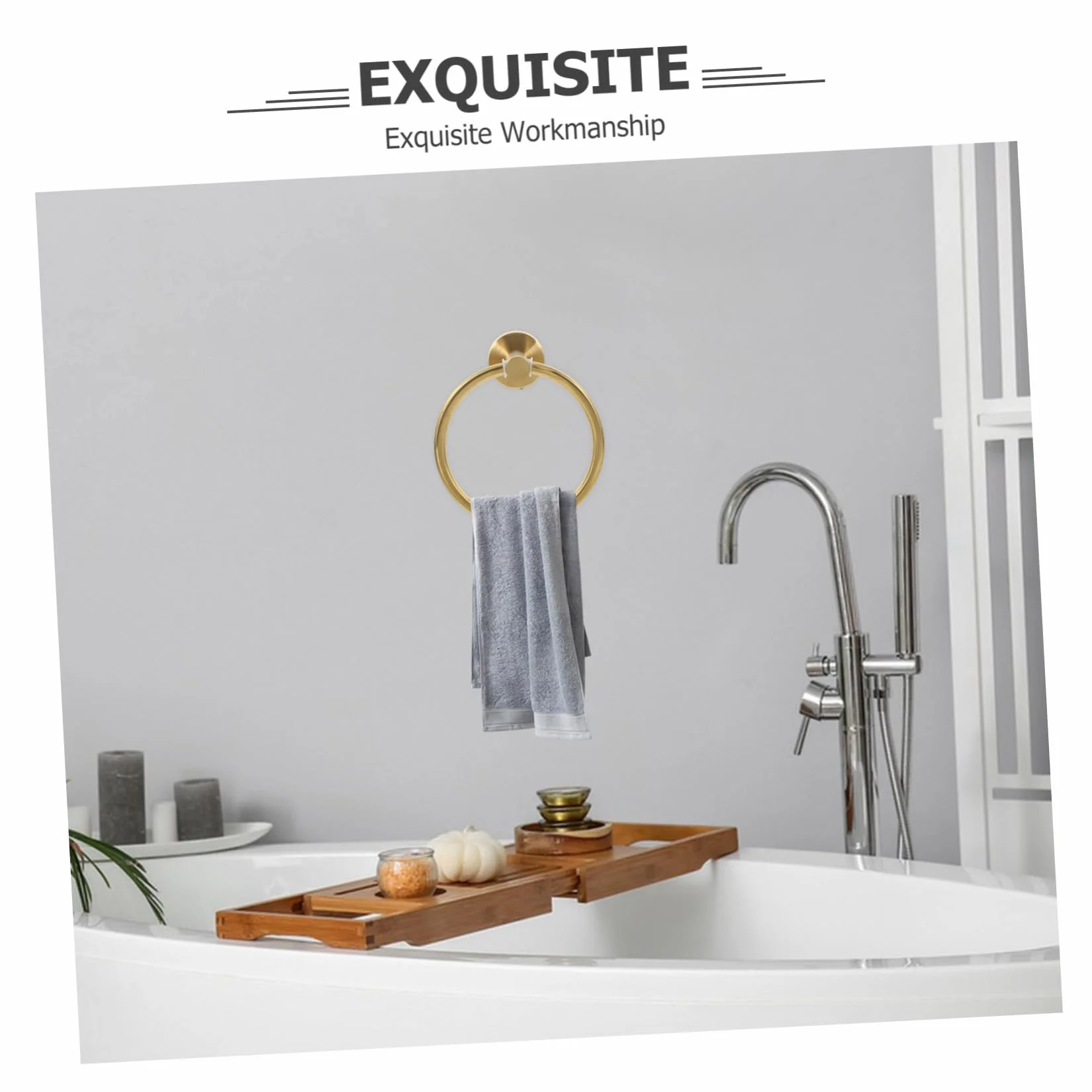 Anneau De Serviette Acier Inoxydable Brossé Or Porte-Serviette Murale Moderne pour Salle De Bain Et Cuisine